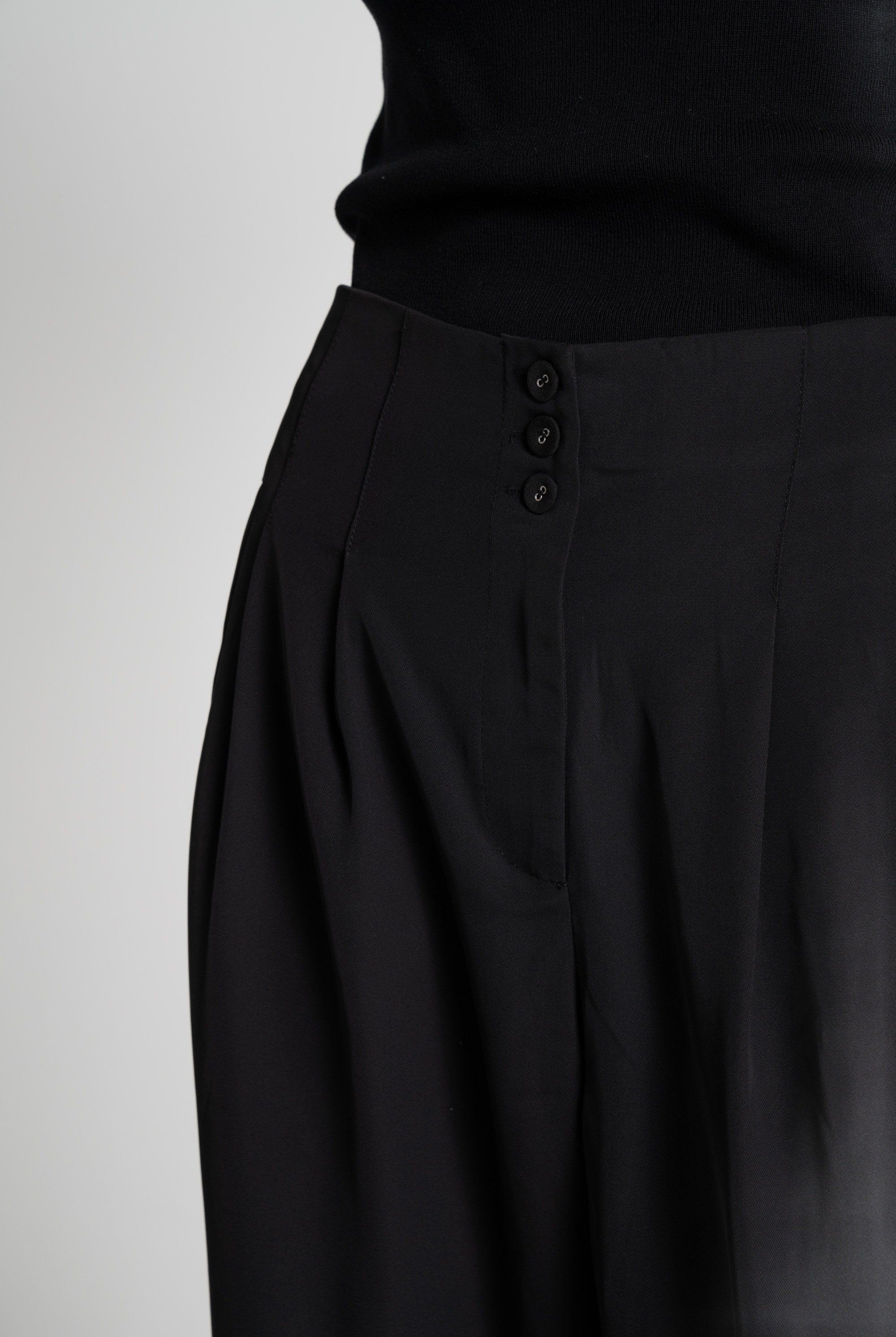 ميكا بنطلون طويل سادة بأزرار أمامية واسع نسائي