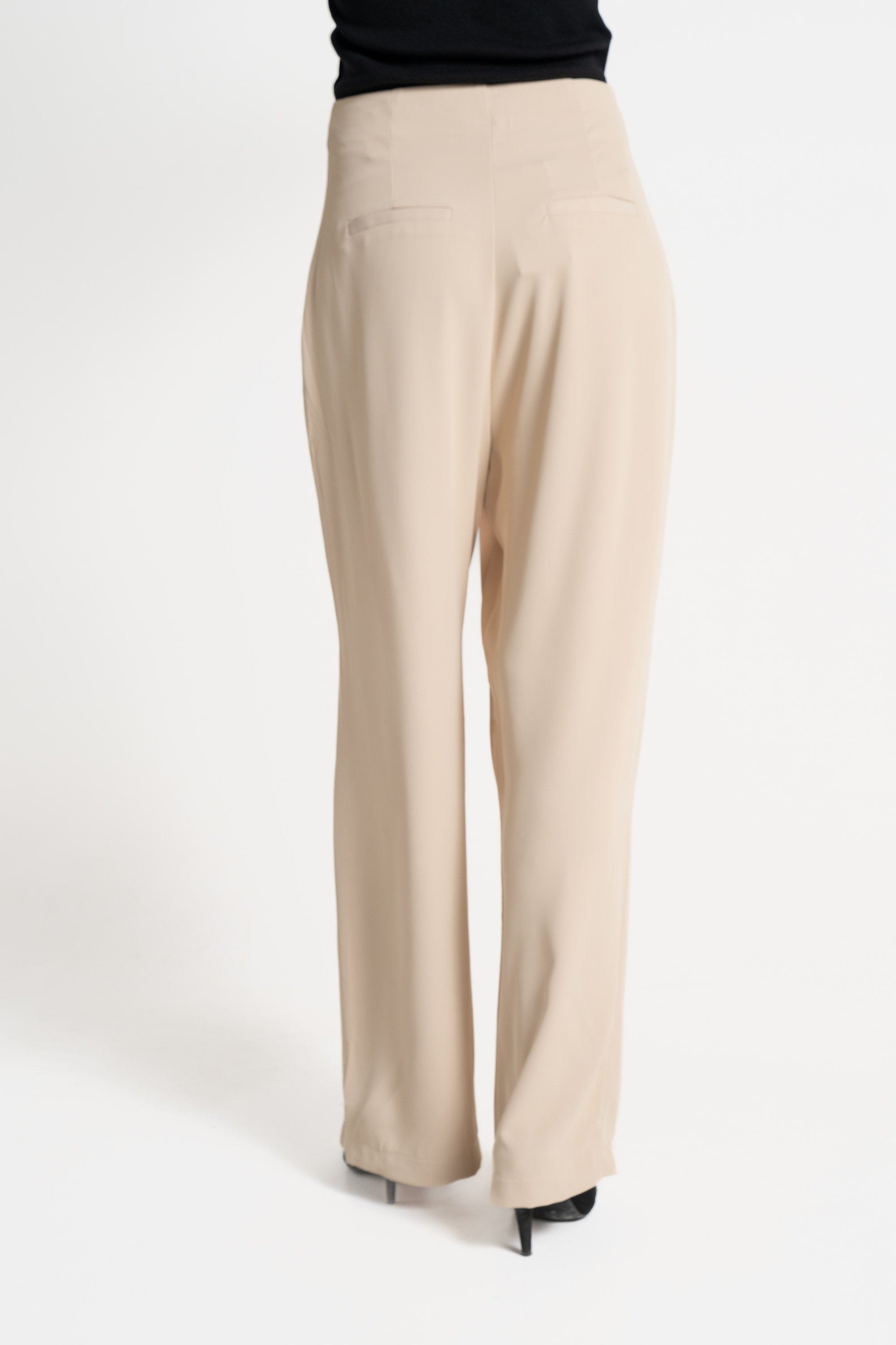 ميكا بنطلون طويل سادة بأزرار أمامية واسع نسائي