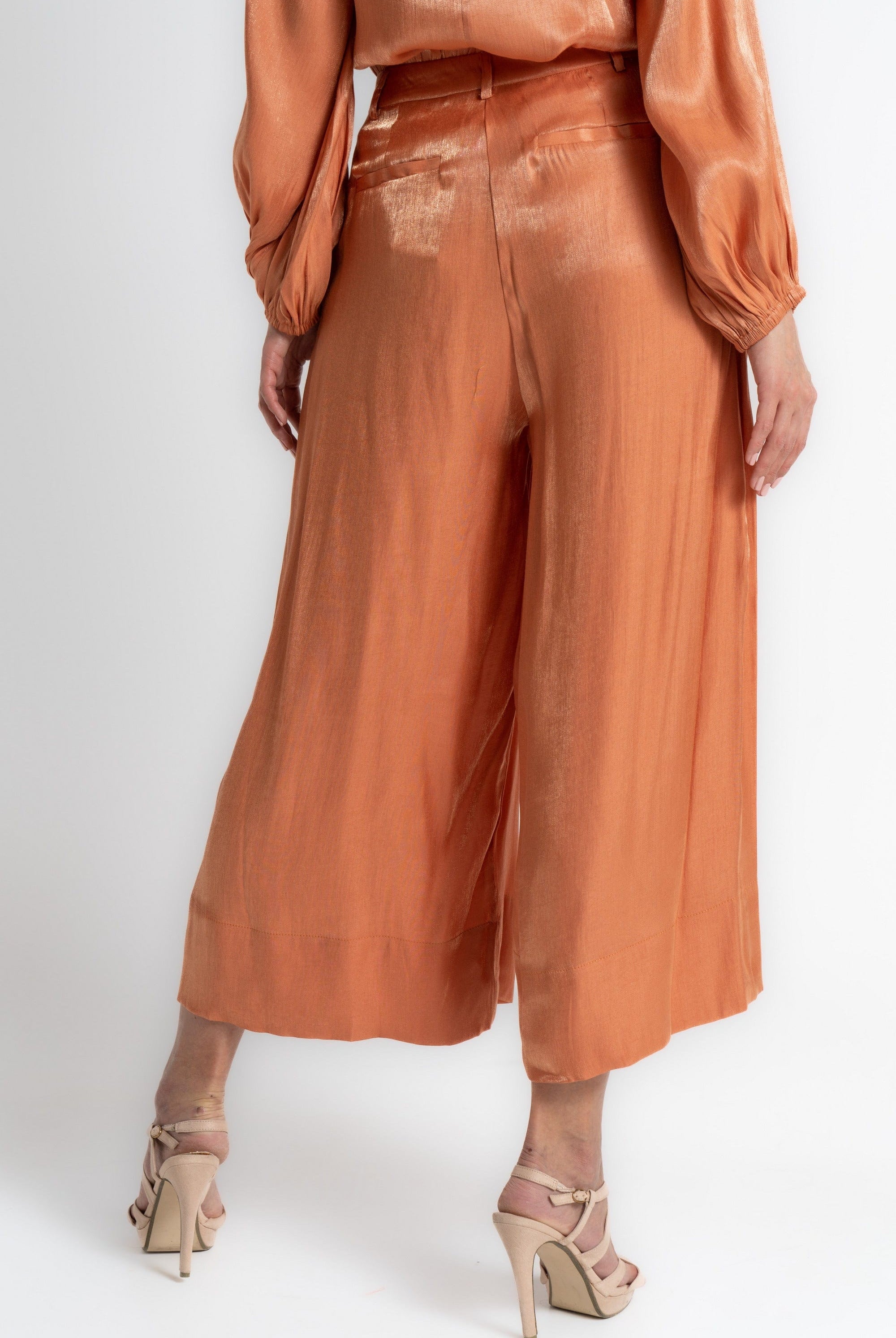 ميكا بنطلون 3/4 لامعة خصر مرتفع سادة نسائي