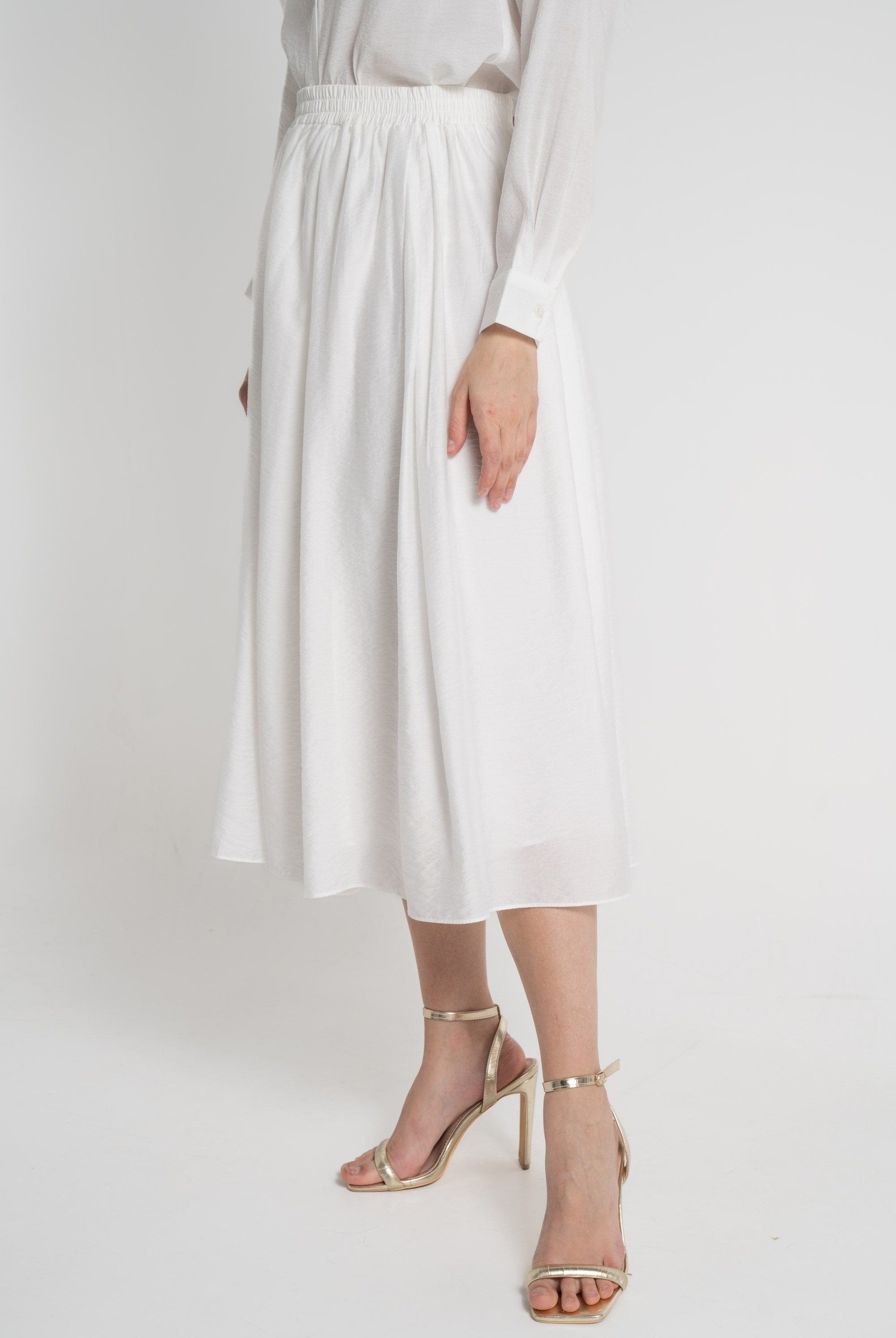 ميكا تنورة ميدي نسائية فضفاضة بخصر مطاطي