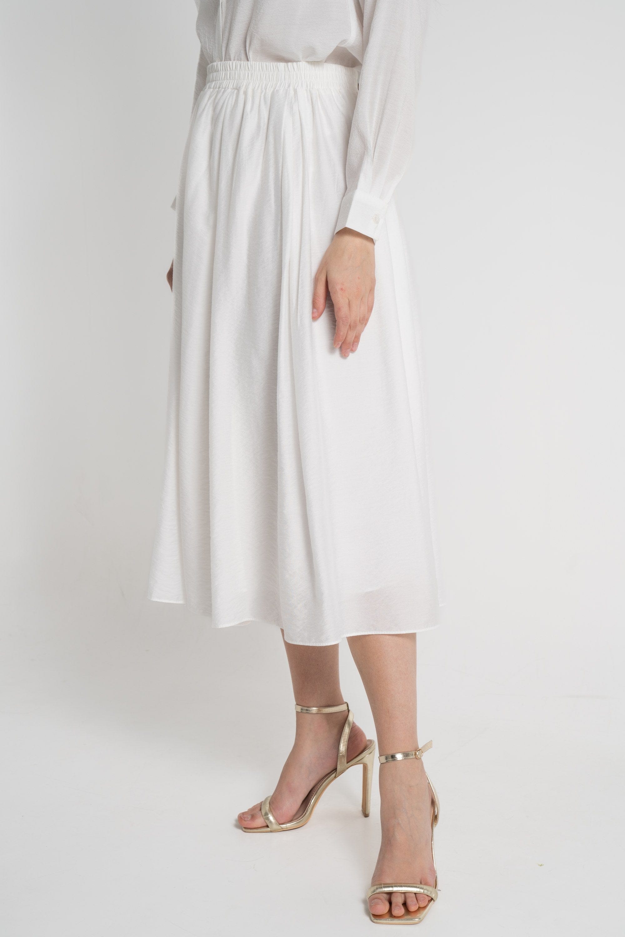 ميكا تنورة ميدي نسائية فضفاضة بخصر مطاطي