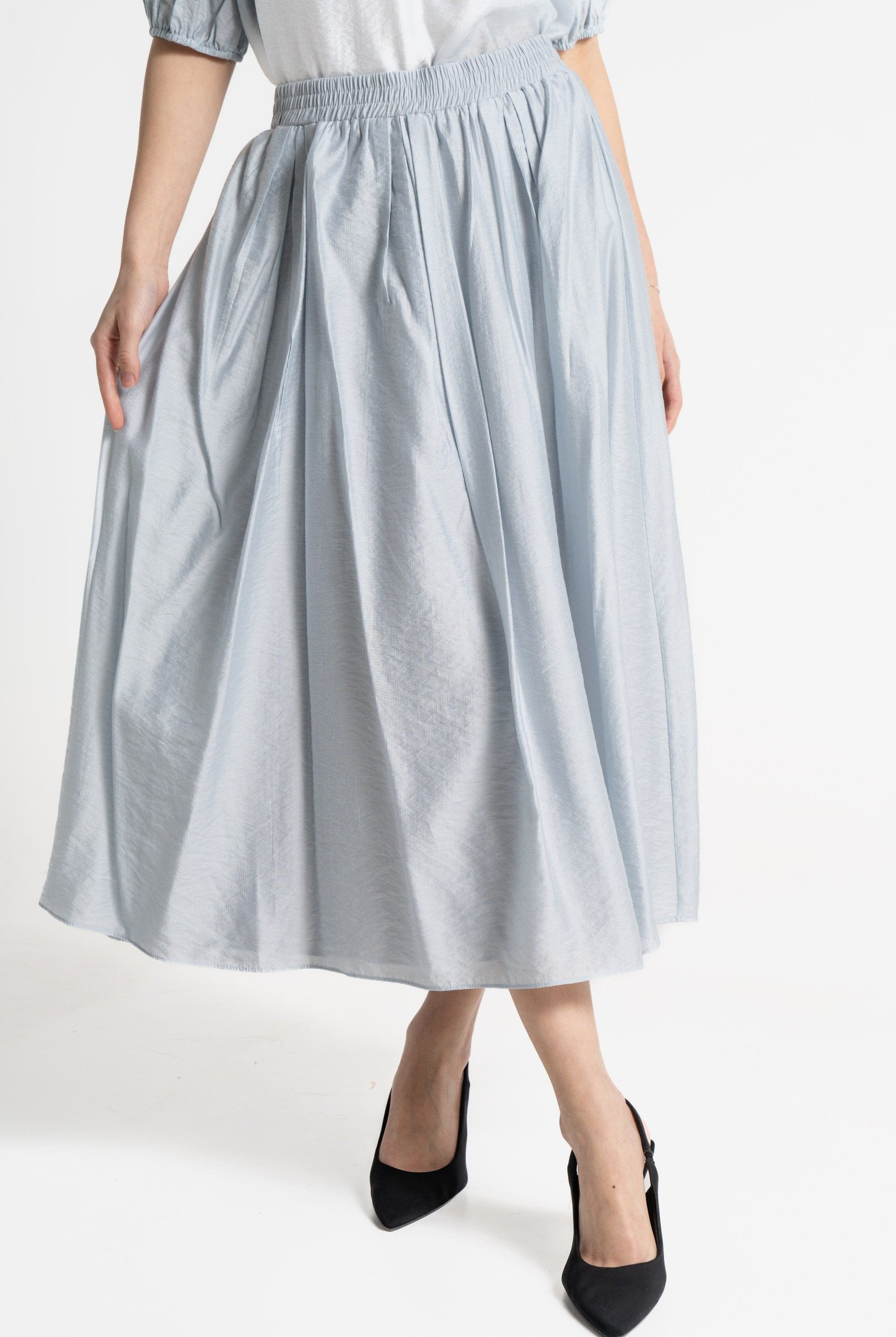 ميكا تنورة ميدي نسائية فضفاضة بخصر مطاطي