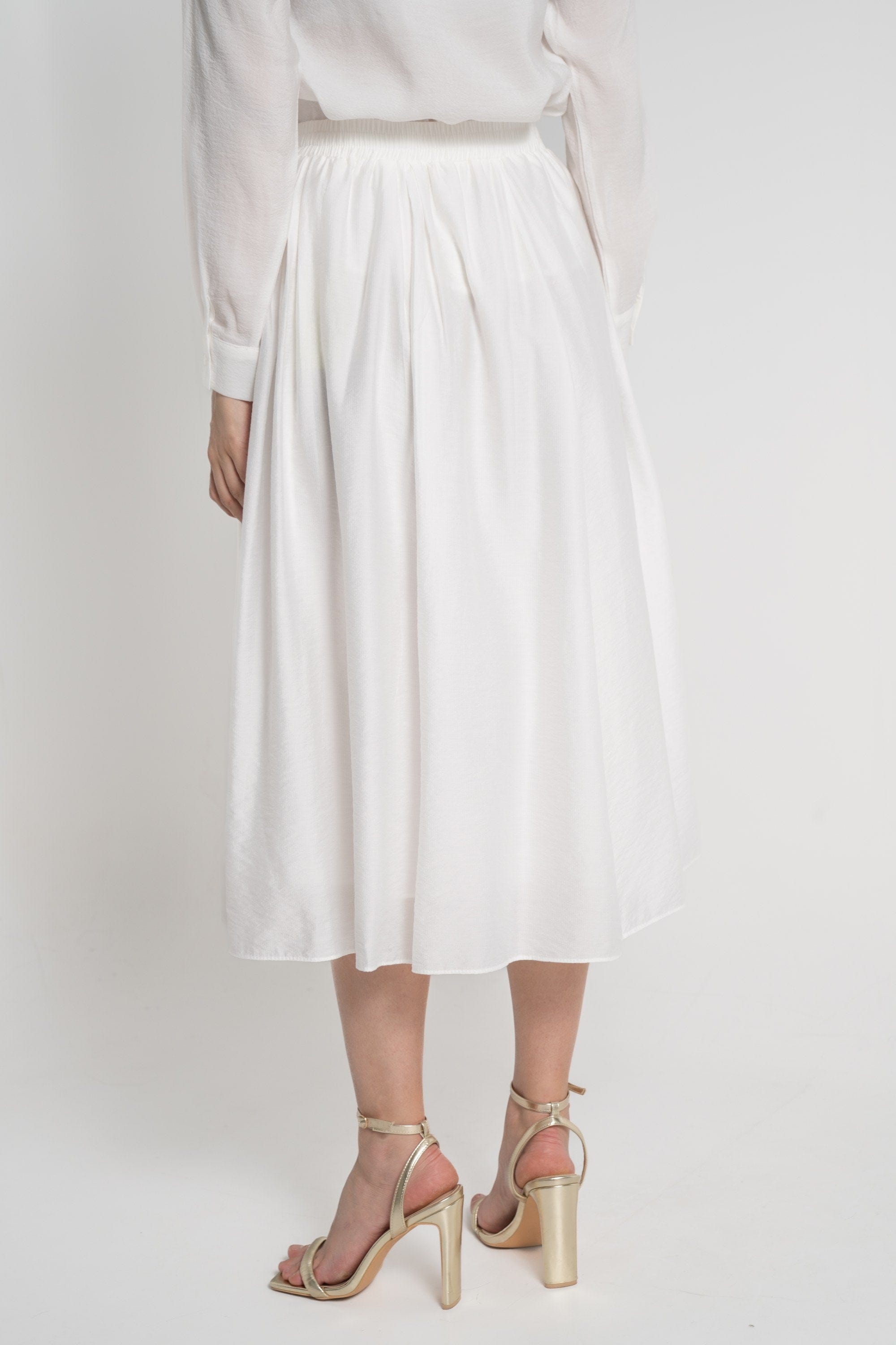 ميكا تنورة ميدي نسائية فضفاضة بخصر مطاطي