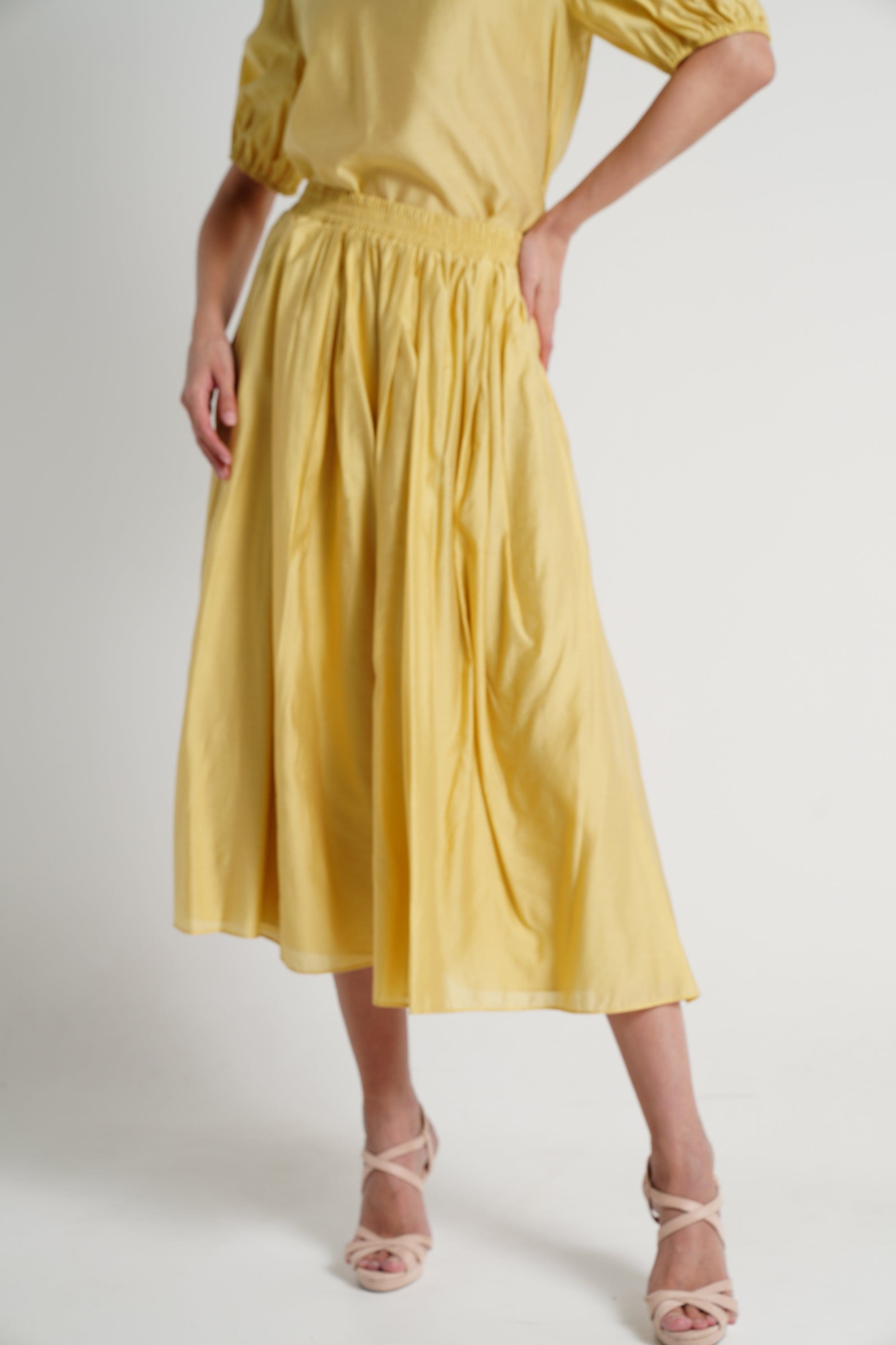 ميكا تنورة ميدي نسائية فضفاضة بخصر مطاطي