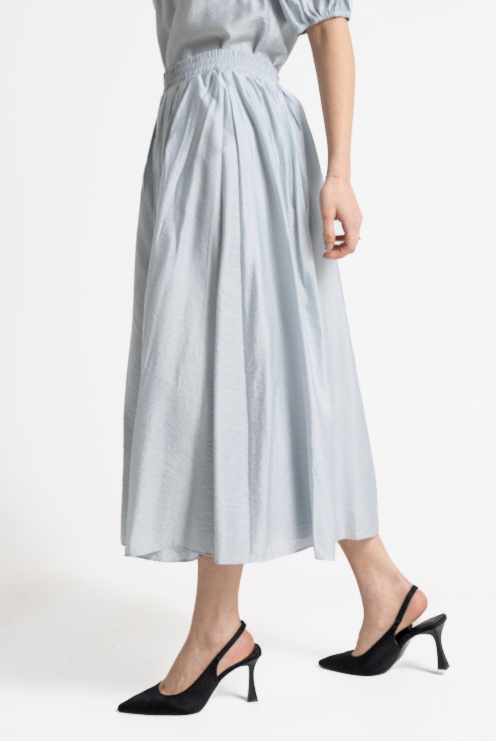 ميكا تنورة ميدي نسائية فضفاضة بخصر مطاطي