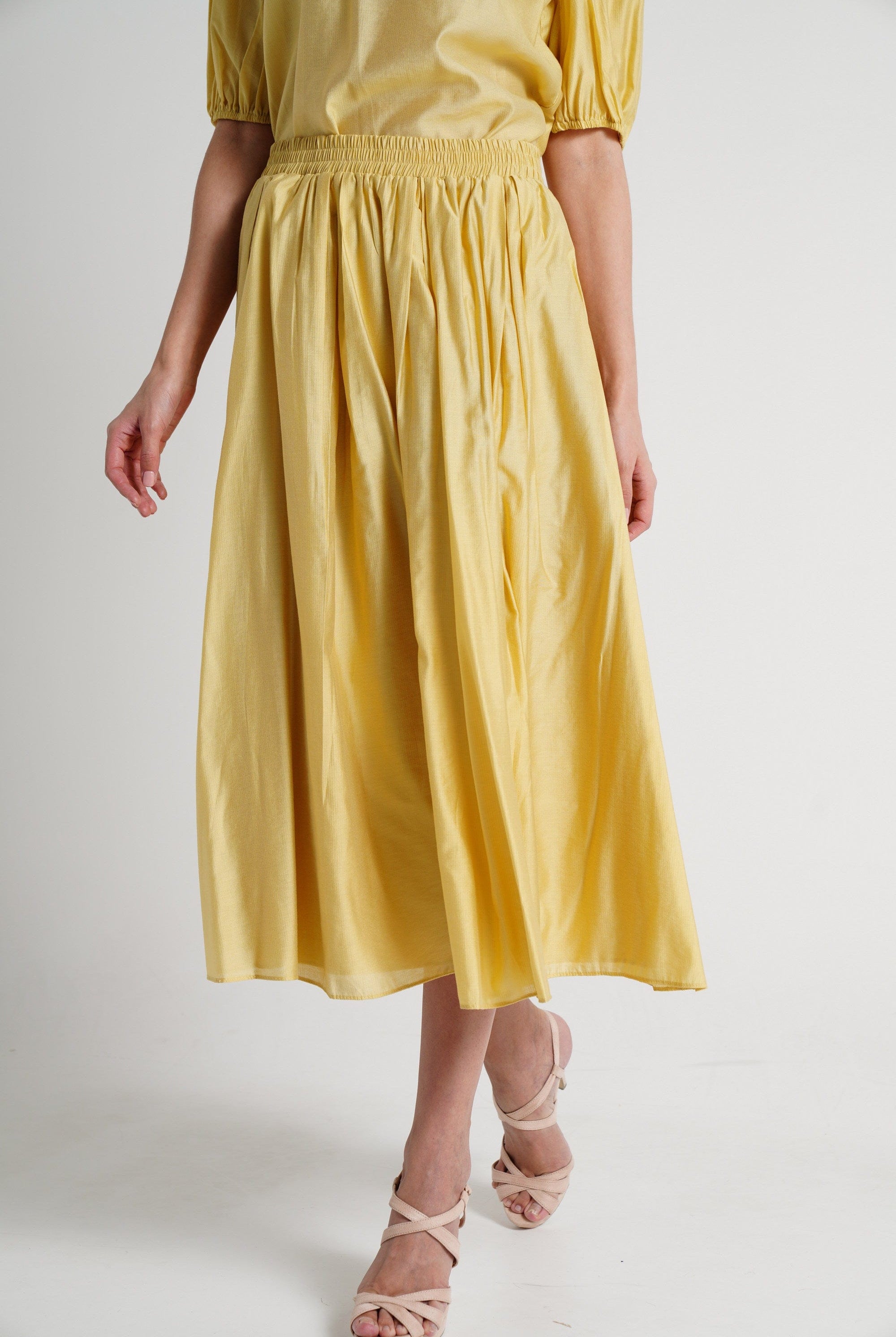 ميكا تنورة ميدي نسائية فضفاضة بخصر مطاطي