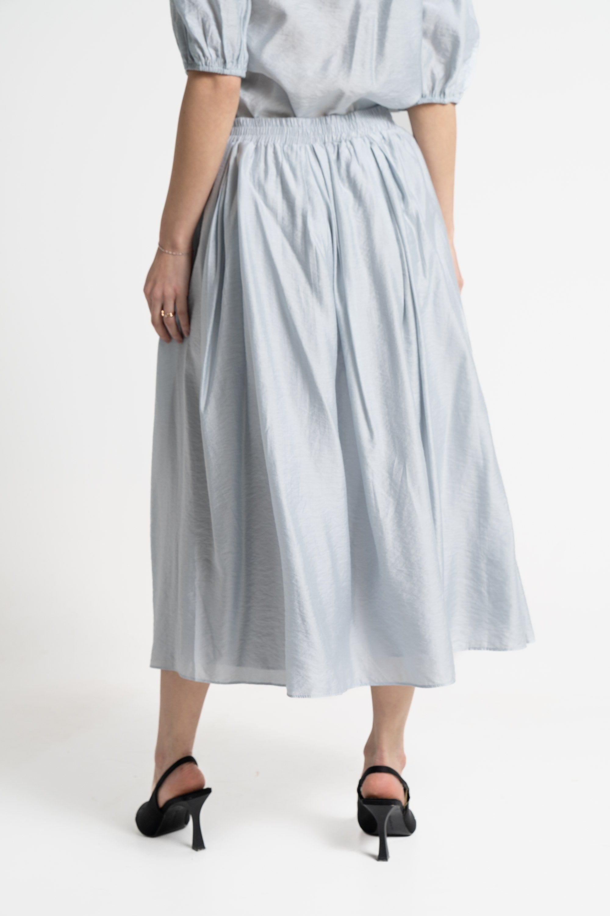 ميكا تنورة ميدي نسائية فضفاضة بخصر مطاطي