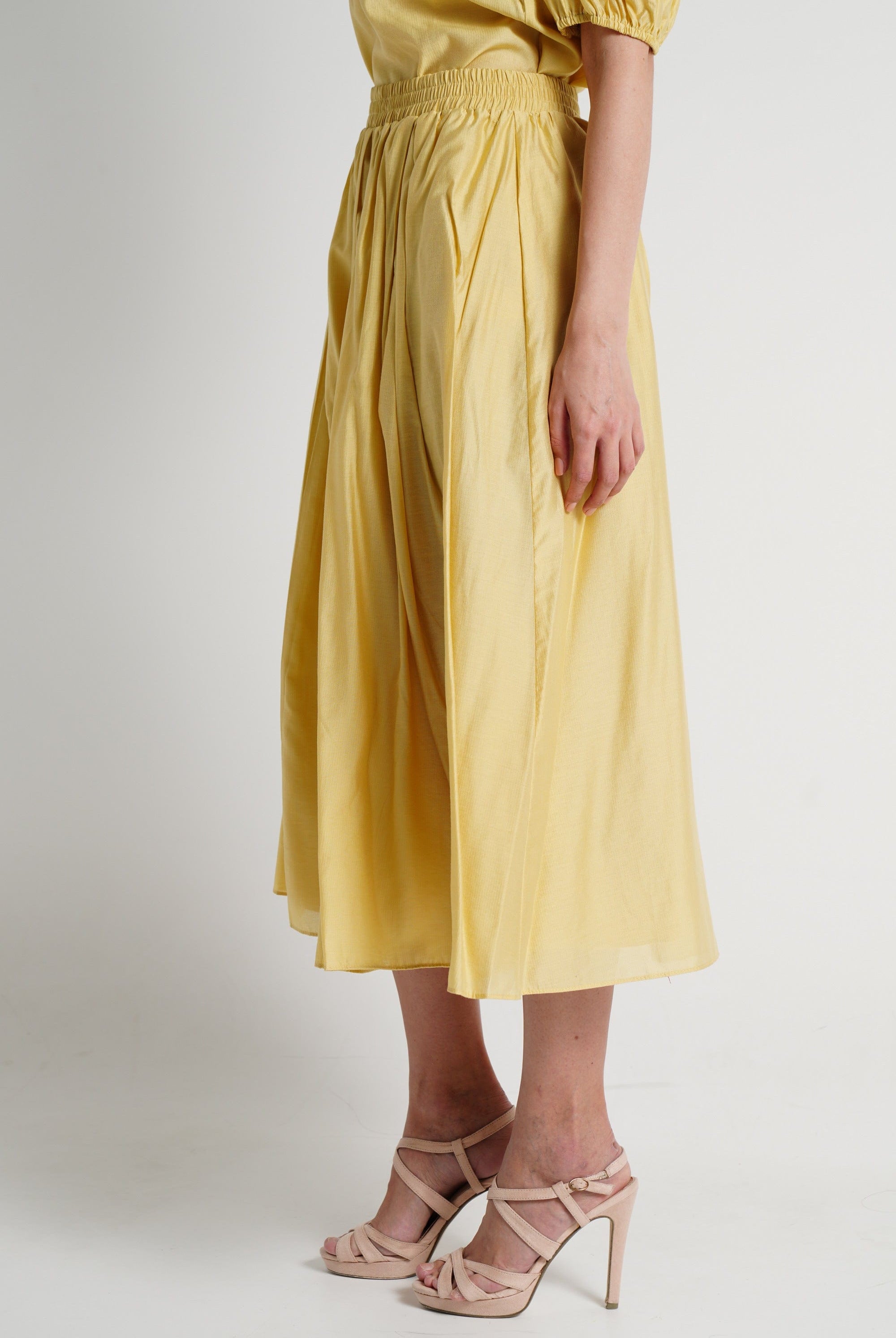 ميكا تنورة ميدي نسائية فضفاضة بخصر مطاطي