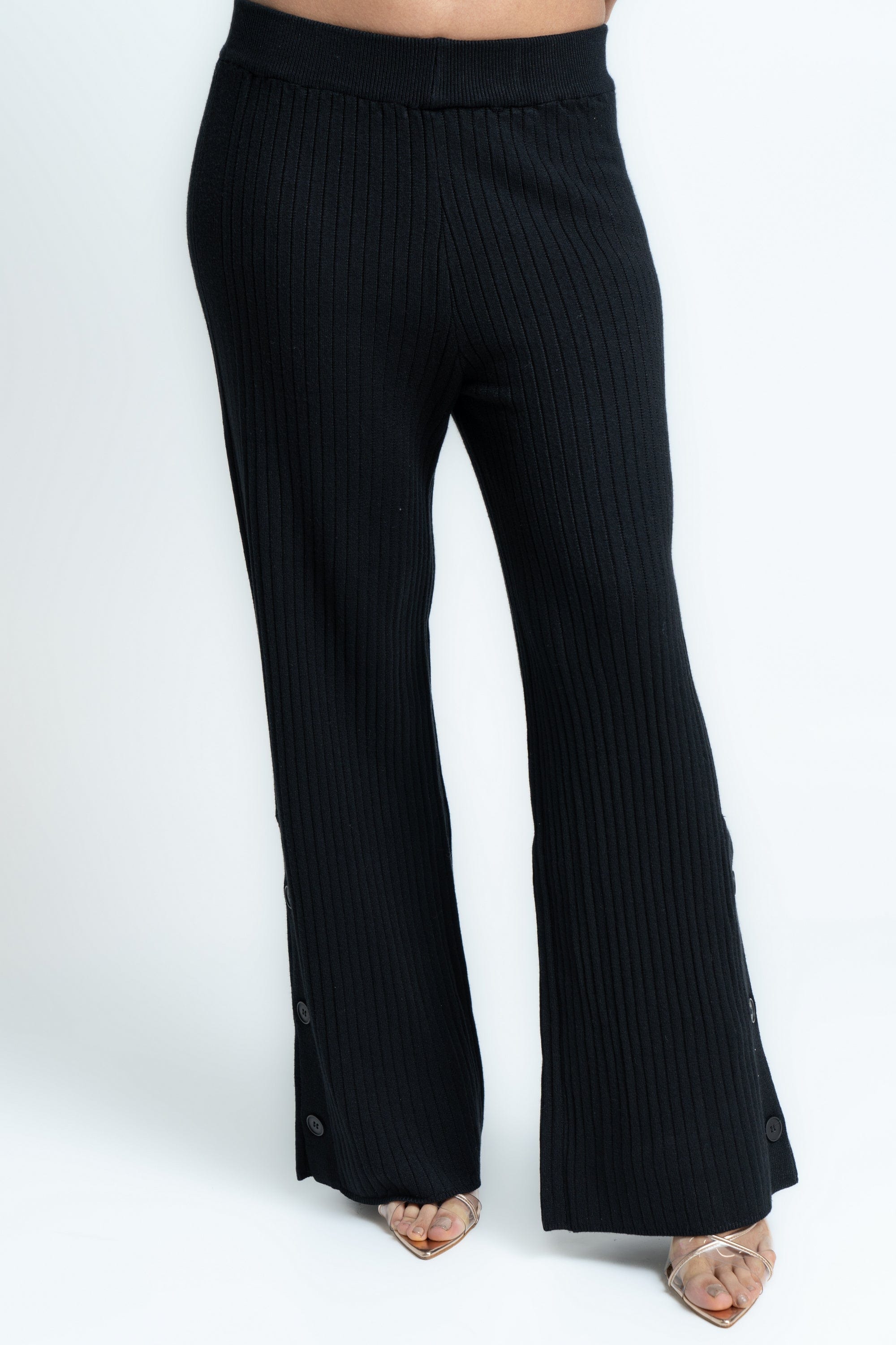 ميكا بنطلون هاى وست سادة واسع من الاسفل