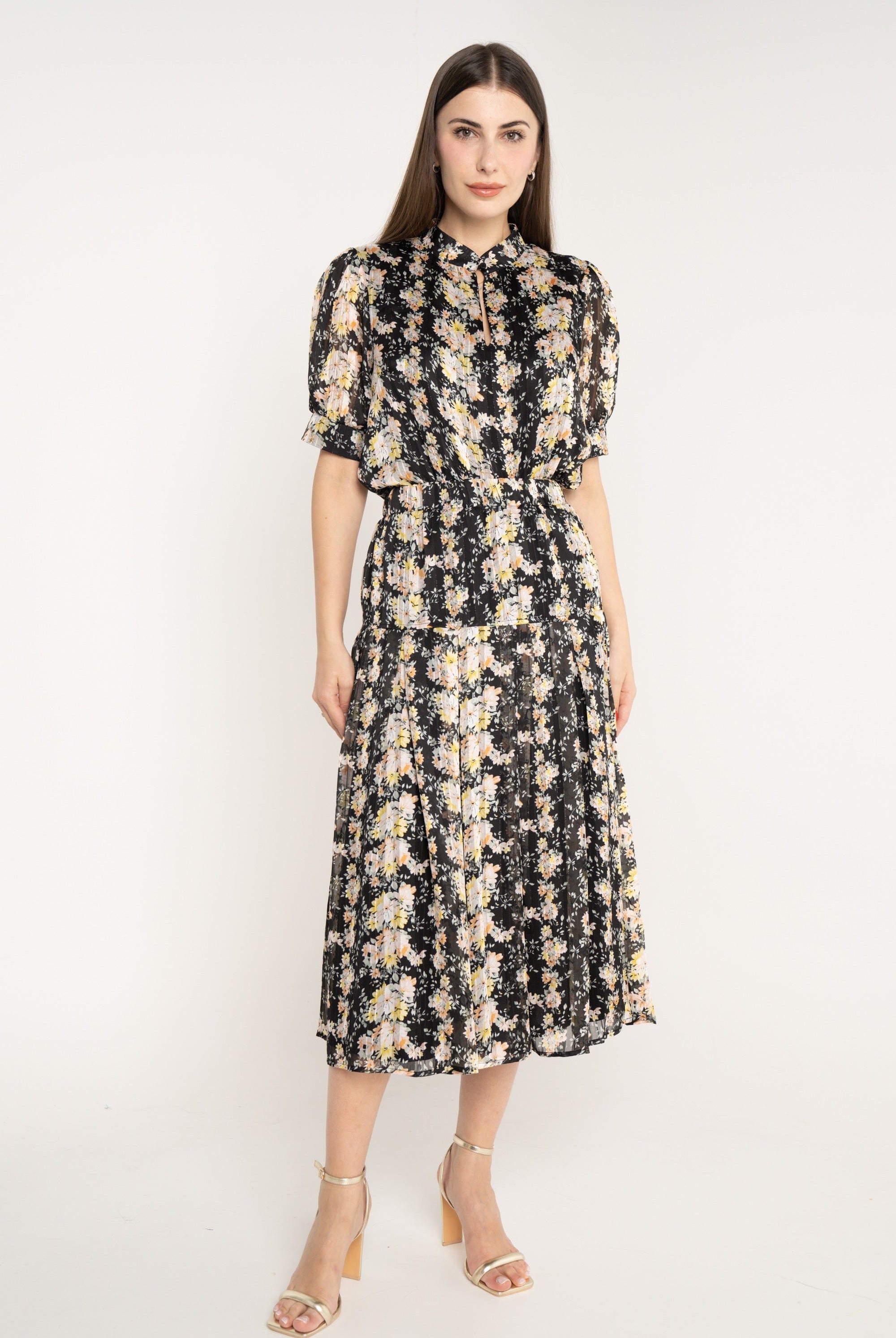 ميكا تنورة ميدي منقوشة خصر مرتفع