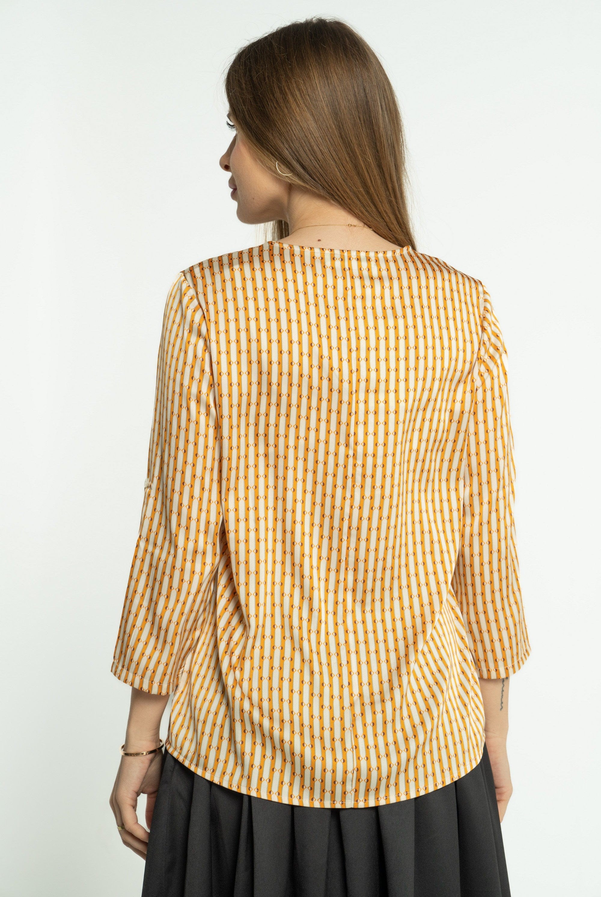 ميكا بلوزة مخططة بالطول 3/4 كم نسائي