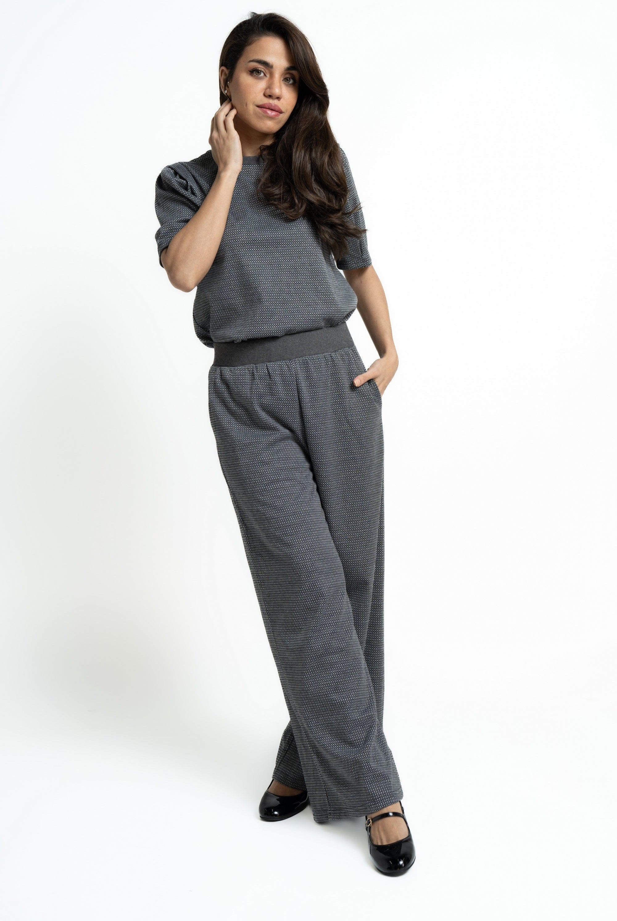 ميكا بنطلون واسع منقوش طويل نسائي