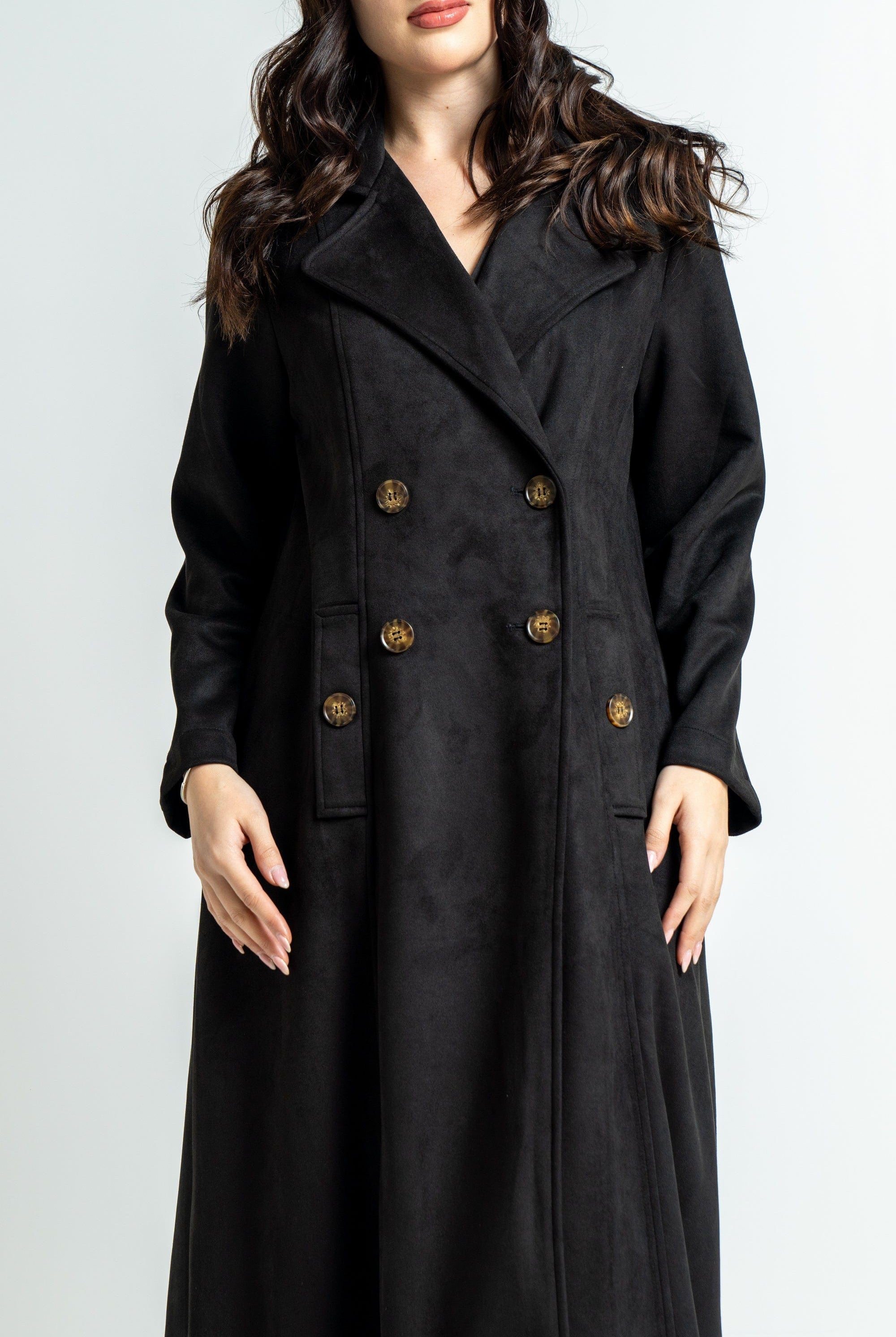 ميكا بالطو نسائي طويل شتوي بأكمام طويلة