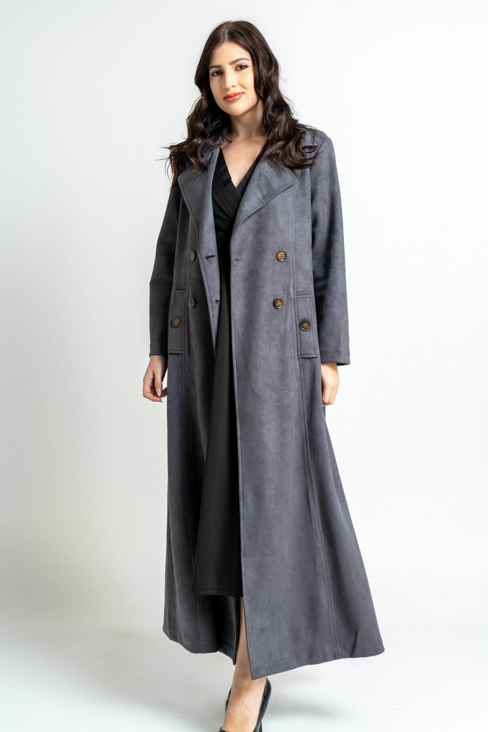 ميكا بالطو نسائي طويل شتوي بأكمام طويلة