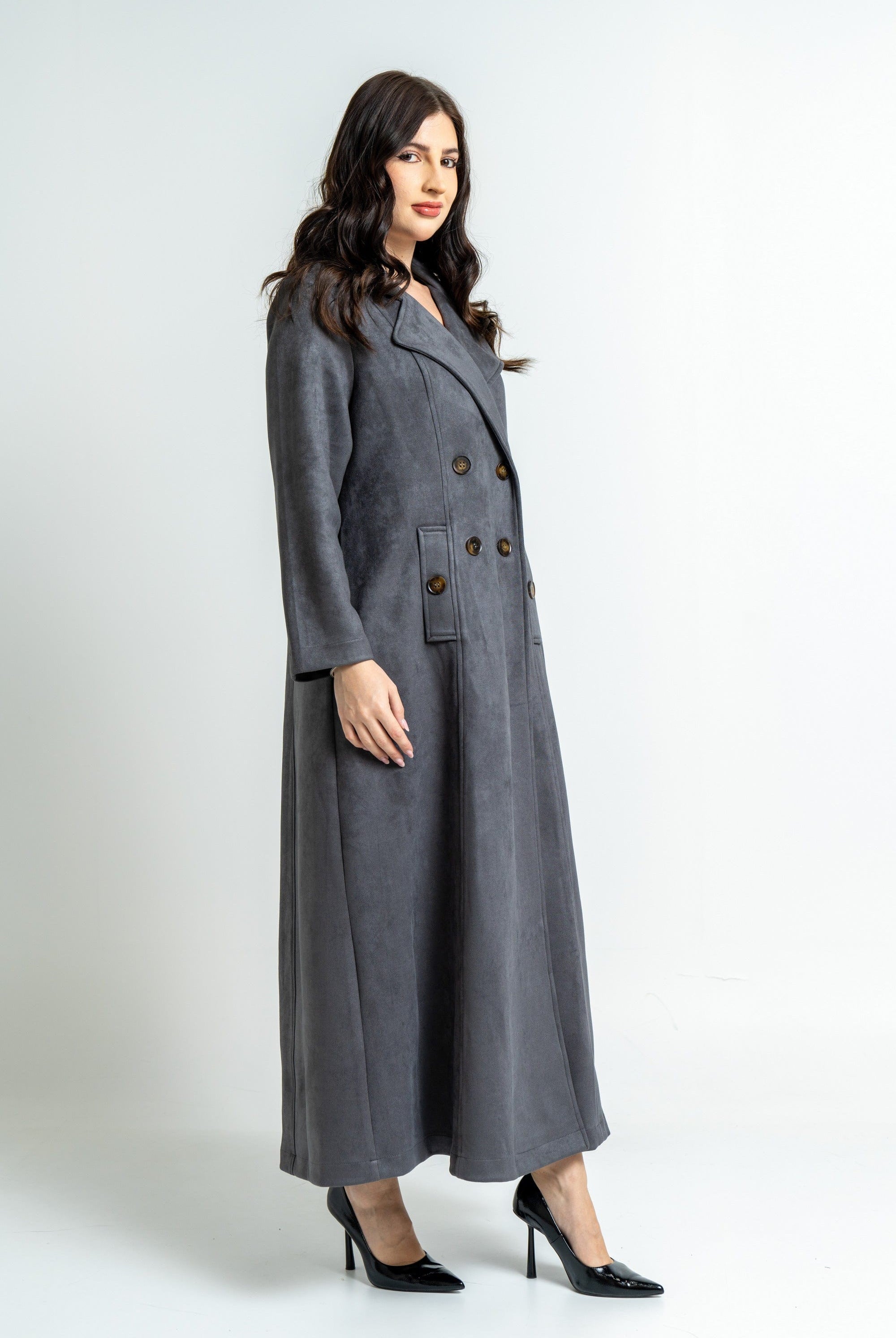 ميكا بالطو نسائي طويل شتوي بأكمام طويلة