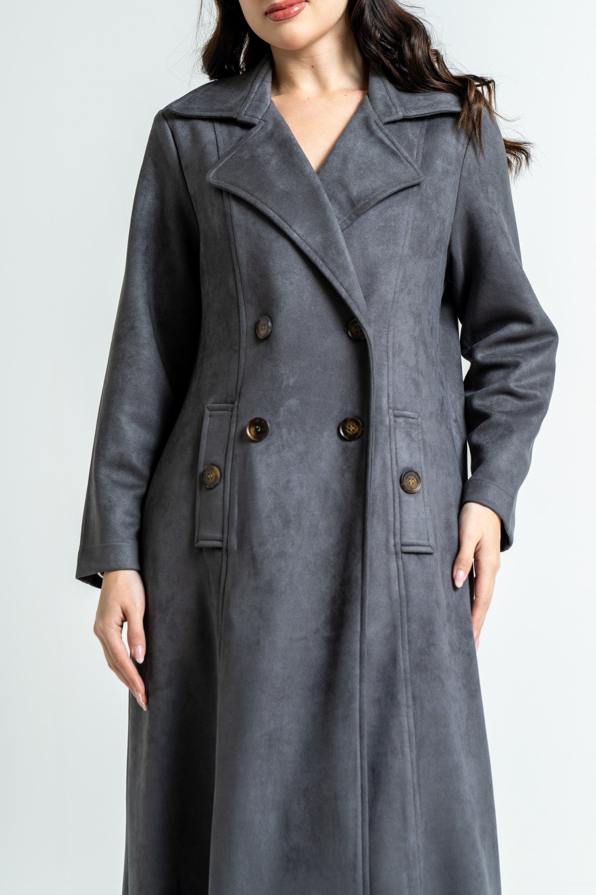 ميكا بالطو نسائي طويل شتوي بأكمام طويلة