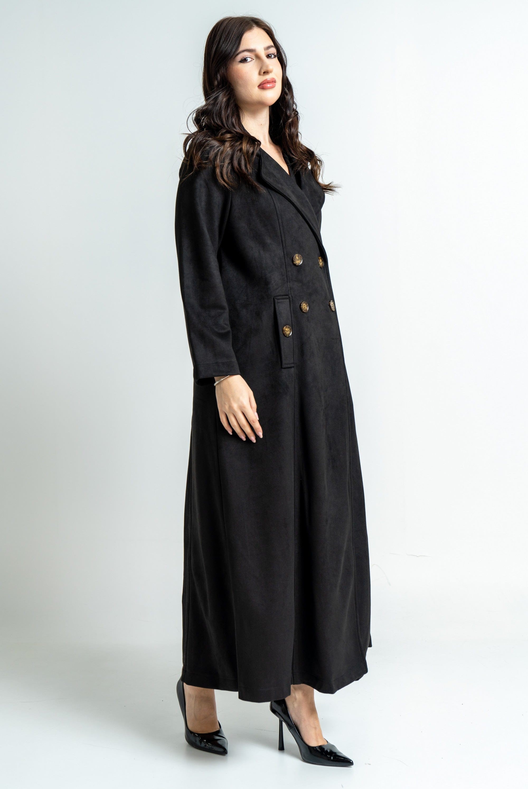 ميكا بالطو نسائي طويل شتوي بأكمام طويلة