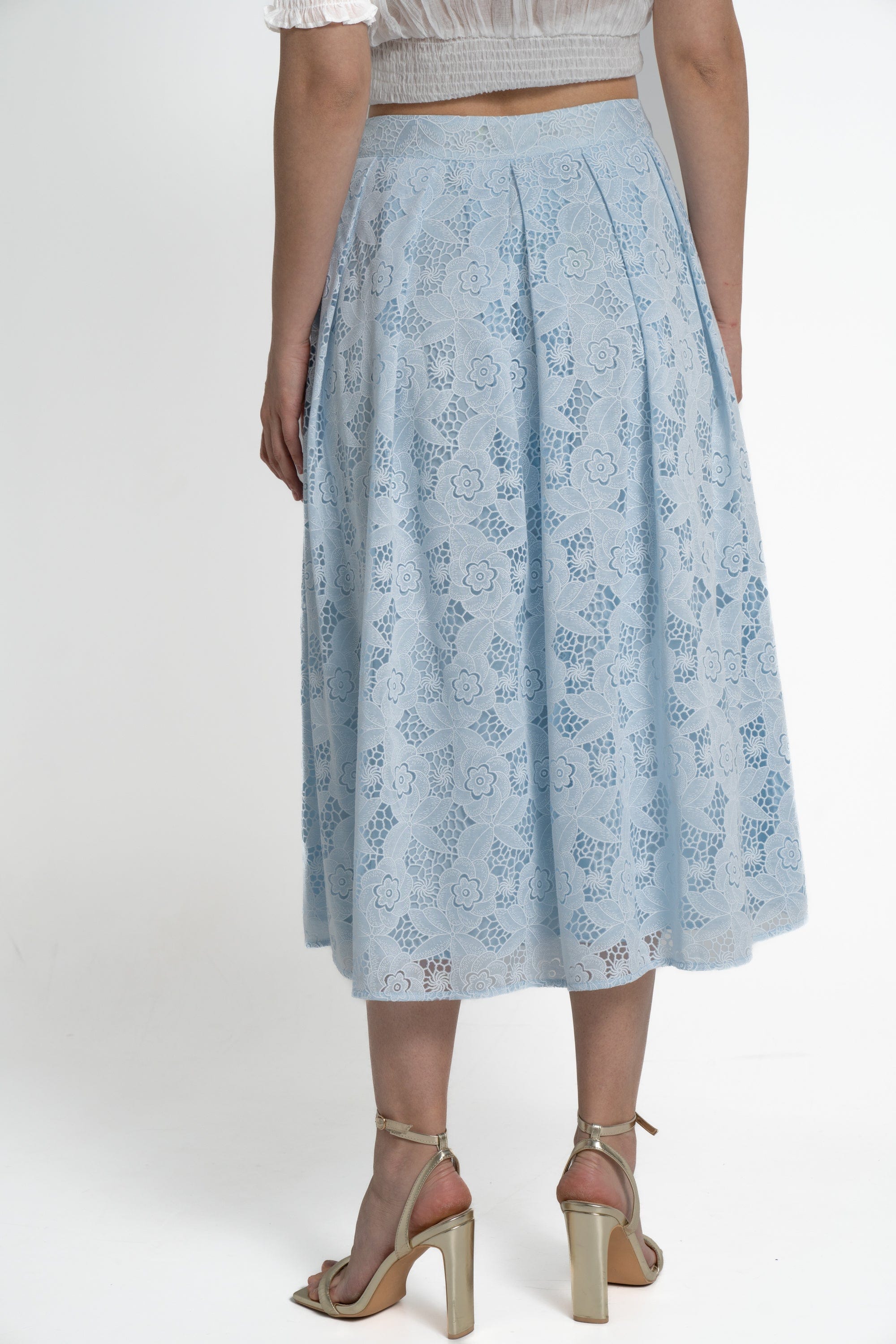 ميكا تنورة ميدي نسائية بتطريز مخرم