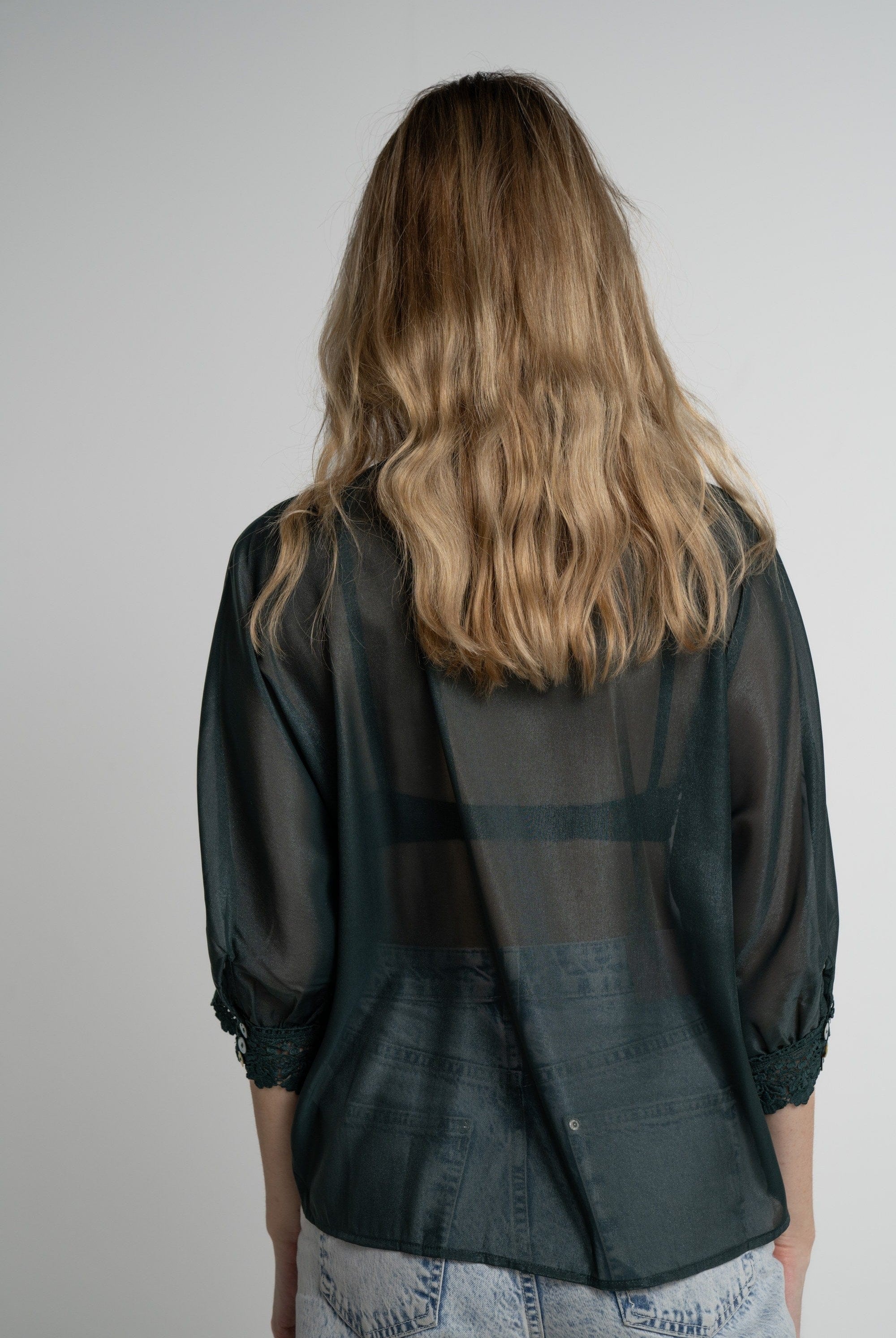 ميكا بلوزة مكشكشة أمامية 3/4 كم نسائي