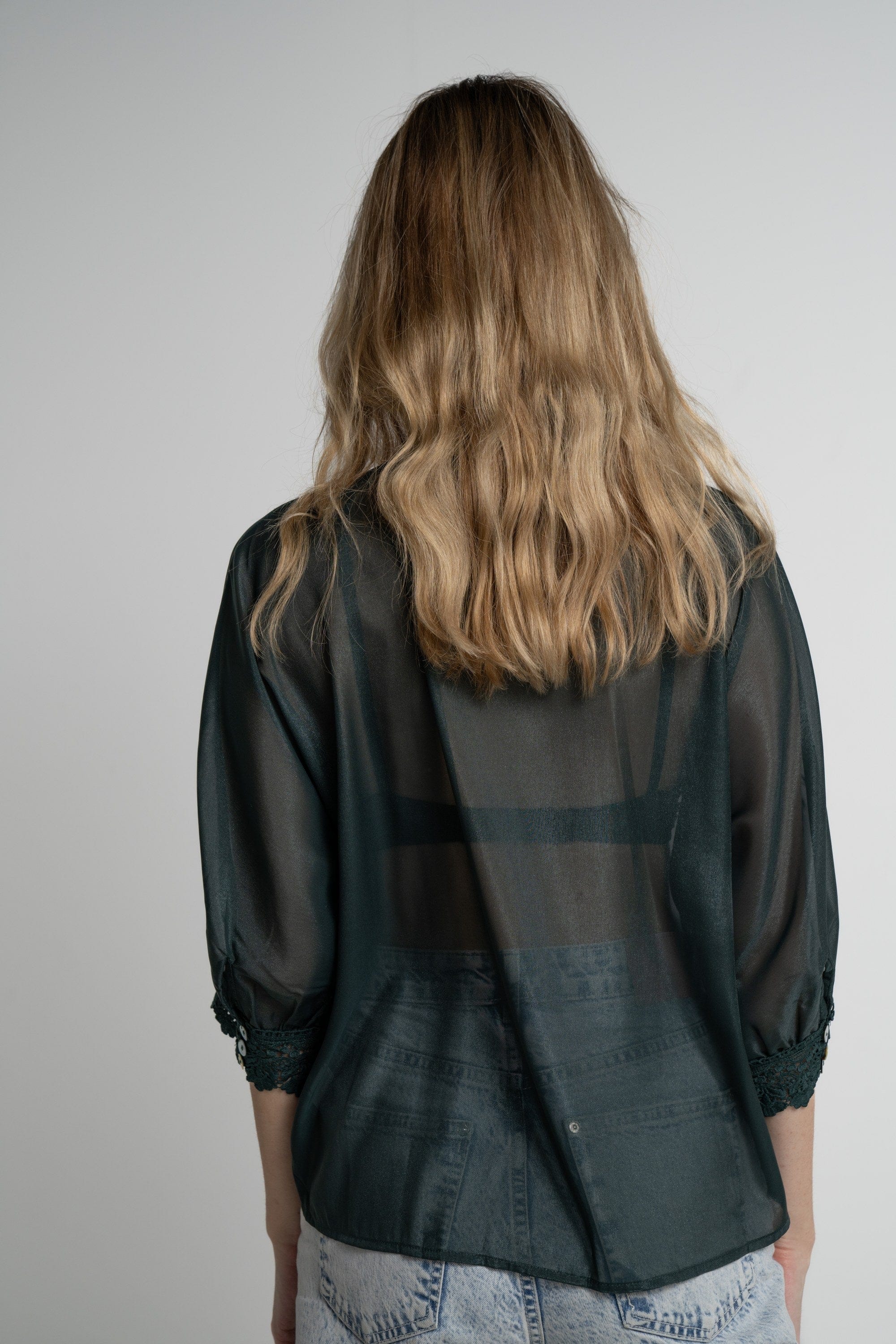 ميكا بلوزة مكشكشة أمامية 3/4 كم نسائي