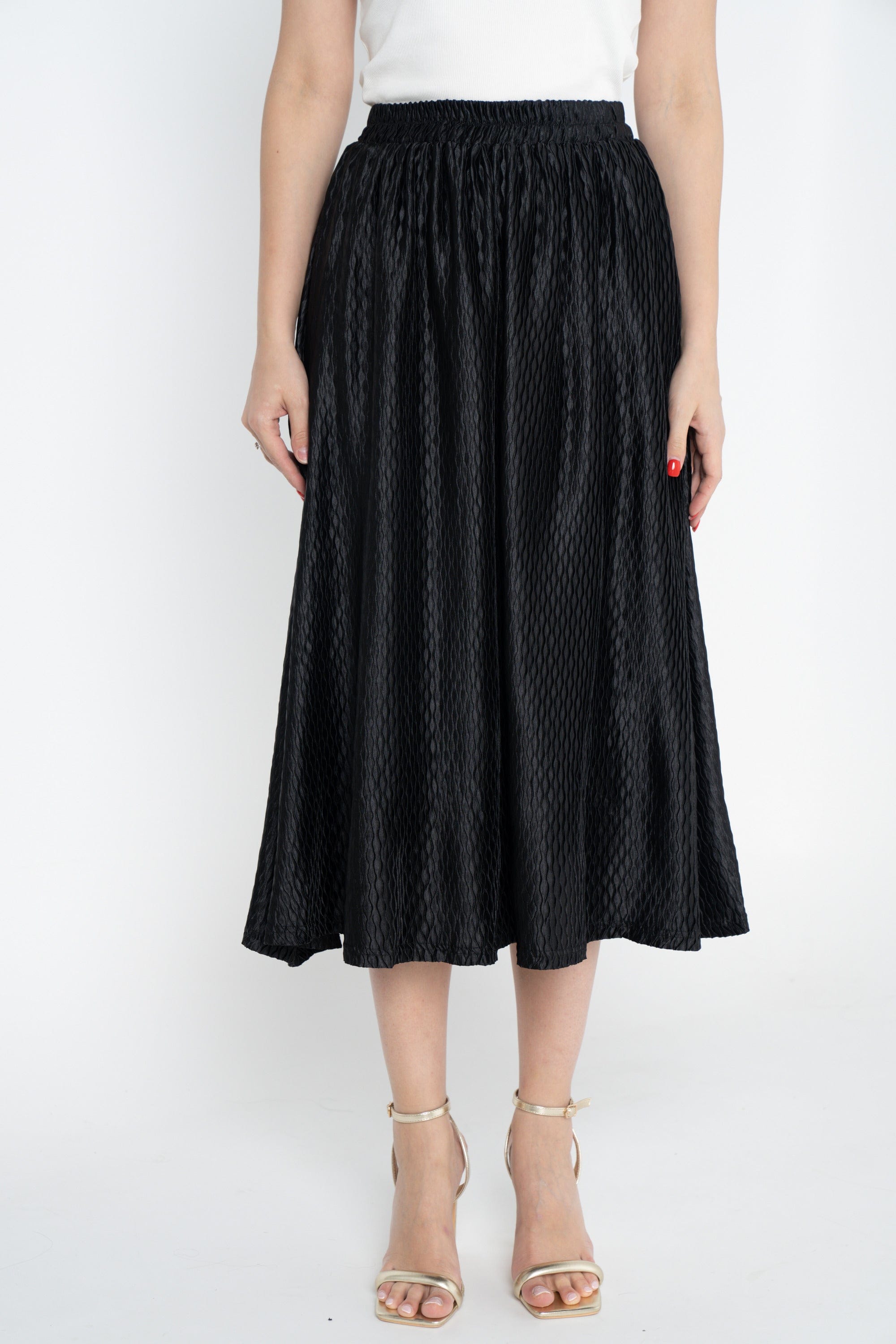 ميكا تنورة ميدي بخصر مرتفع كلوش نسائي