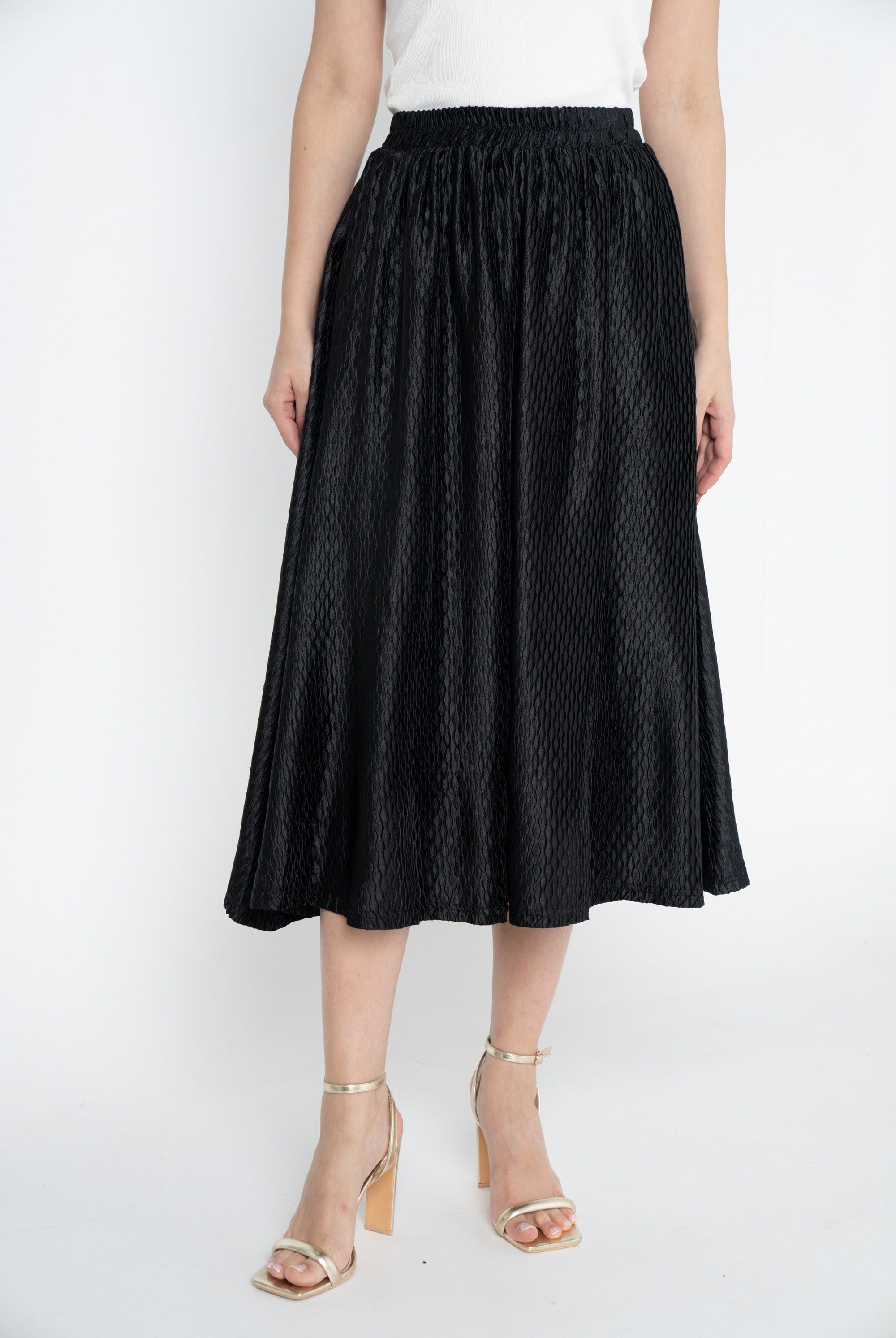 ميكا تنورة ميدي بخصر مرتفع كلوش نسائي