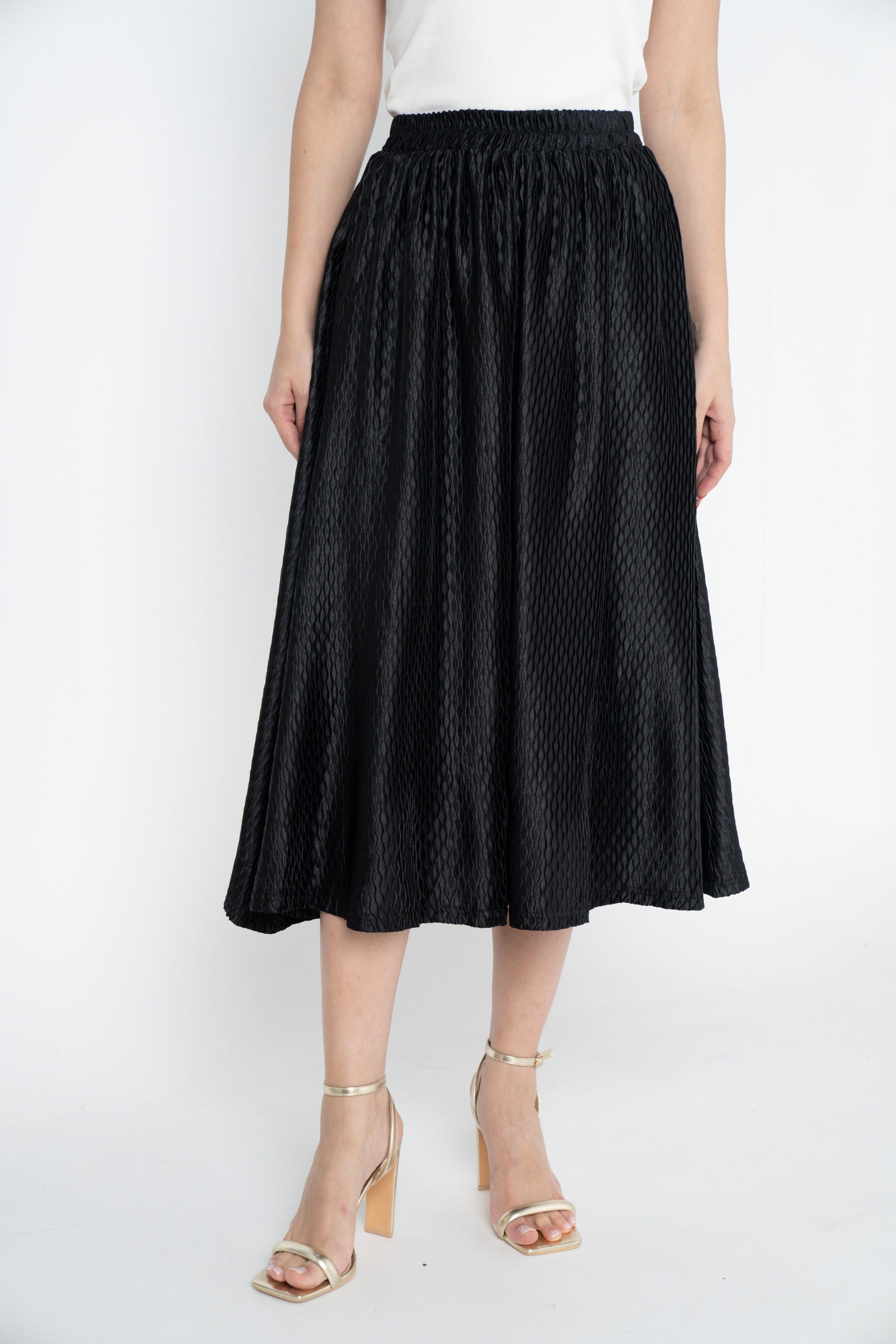 ميكا تنورة ميدي بخصر مرتفع كلوش نسائي