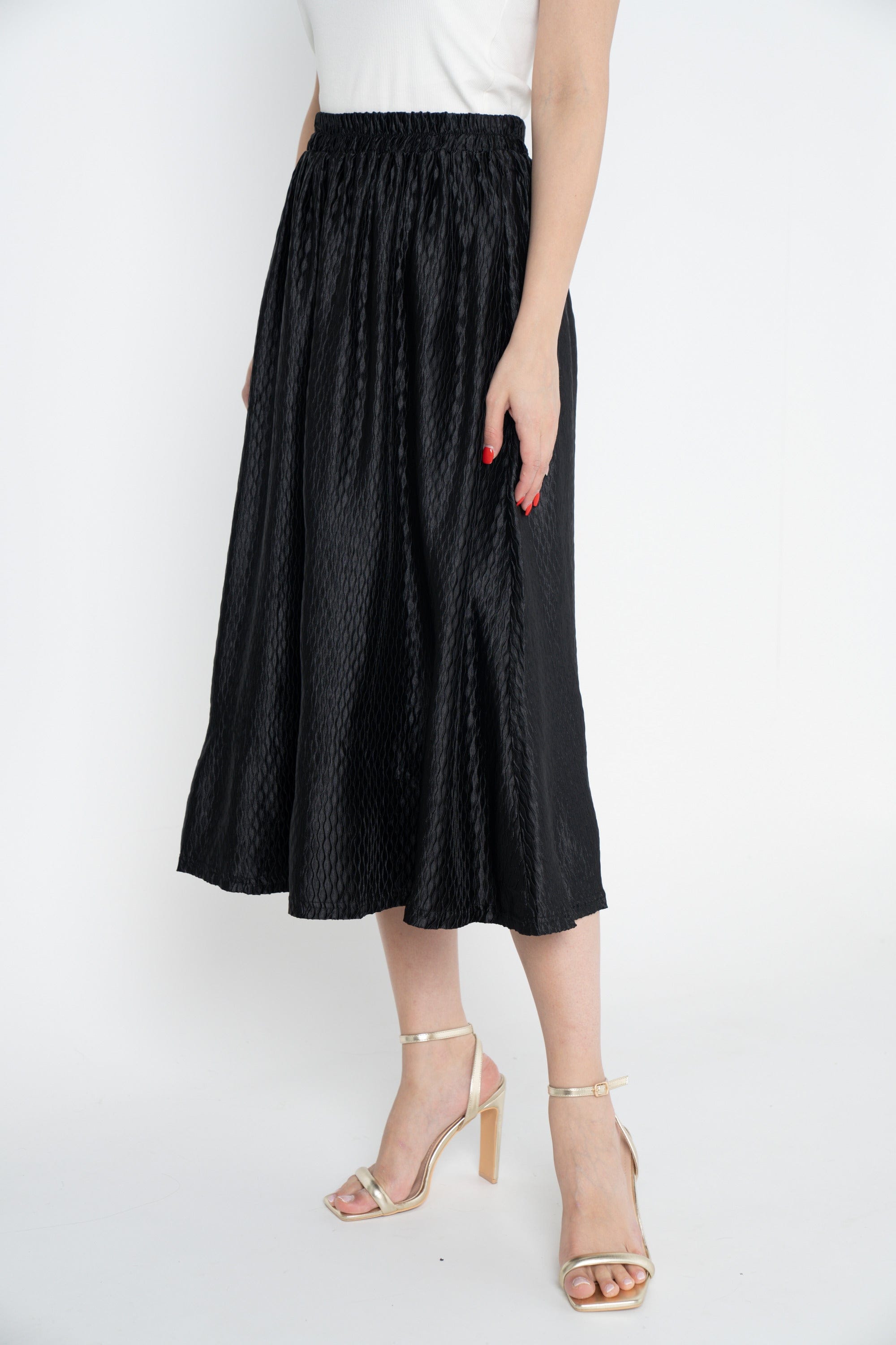 ميكا تنورة ميدي بخصر مرتفع كلوش نسائي