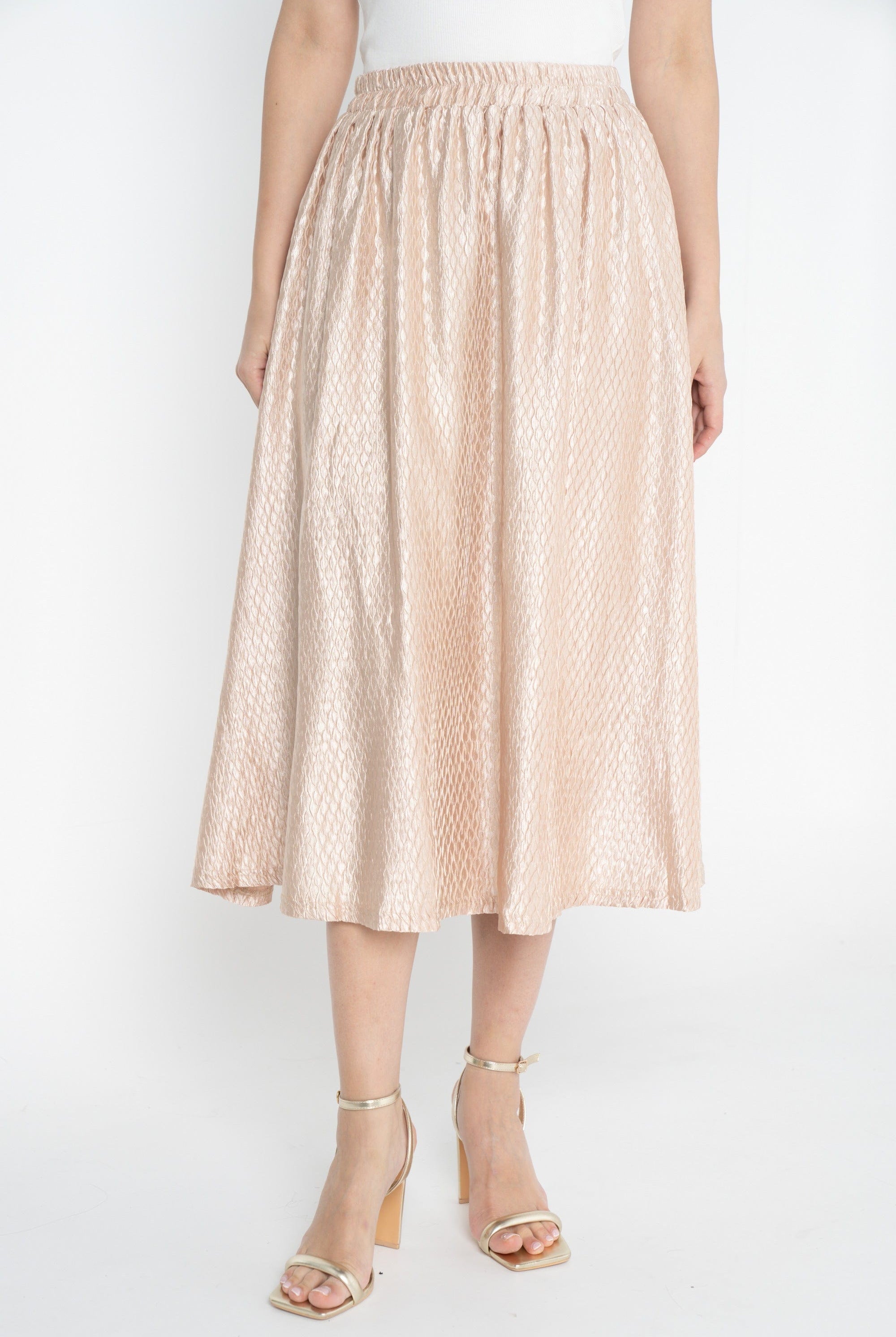 ميكا تنورة ميدي بخصر مرتفع كلوش نسائي