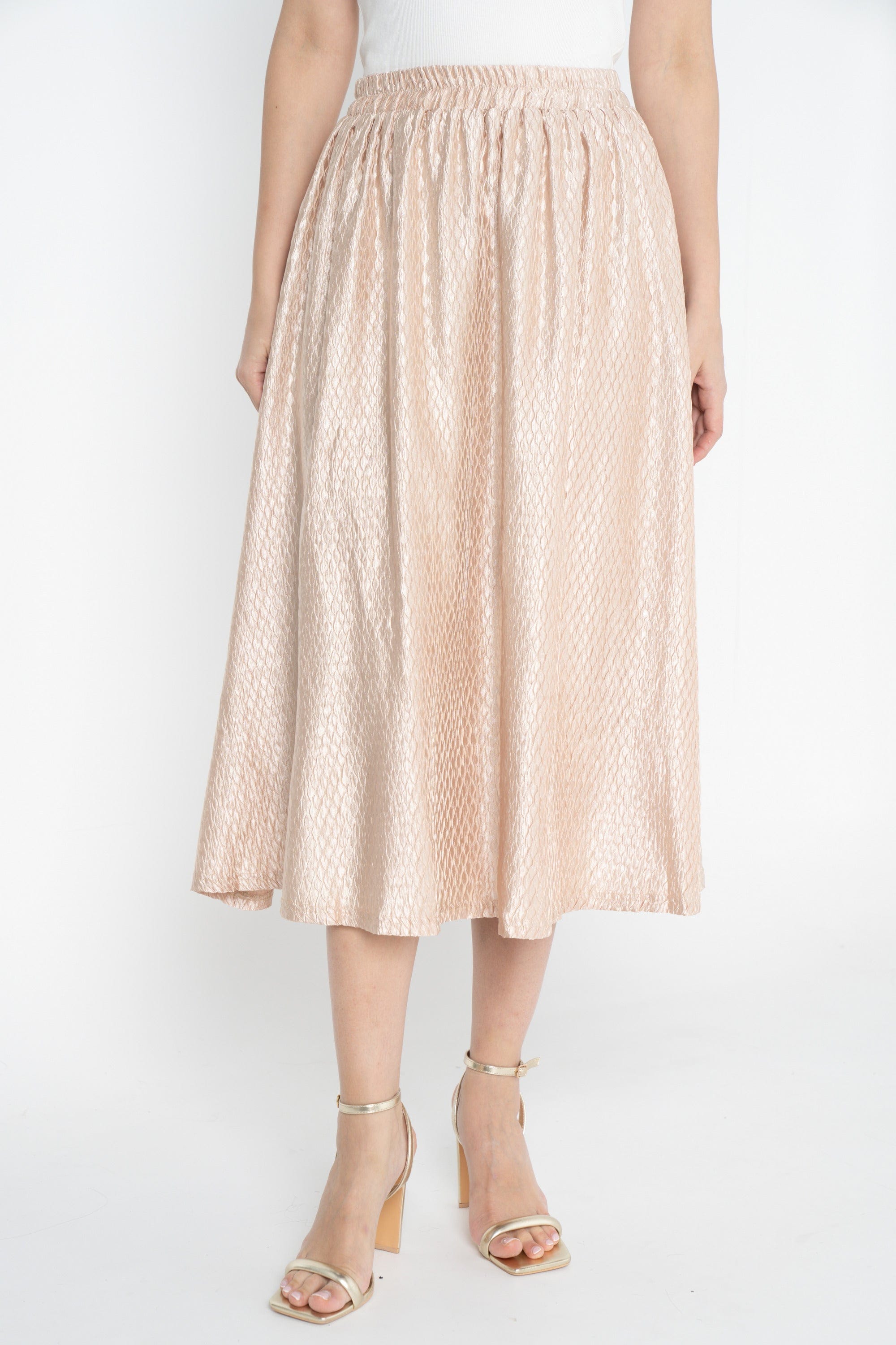 ميكا تنورة ميدي بخصر مرتفع كلوش نسائي