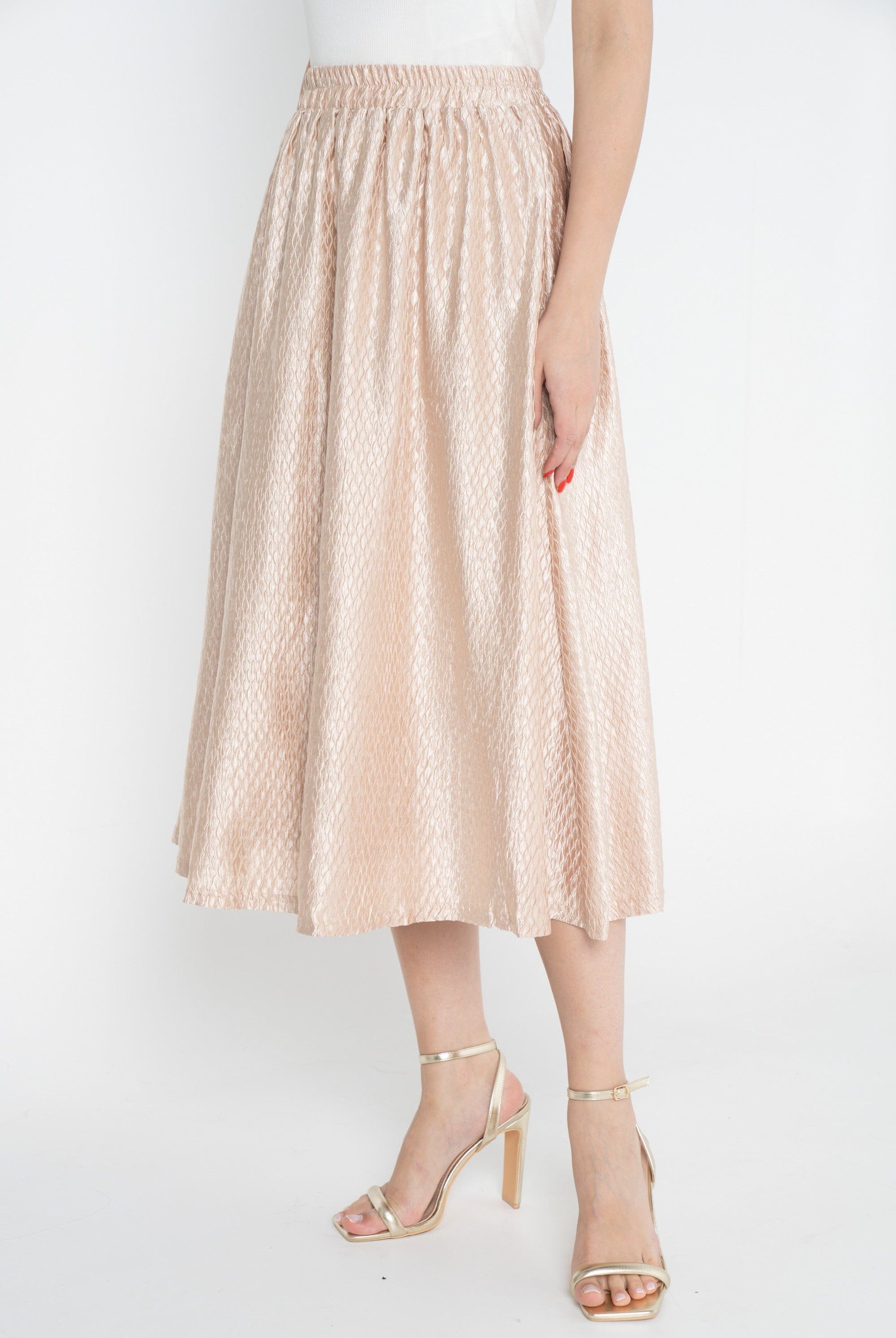 ميكا تنورة ميدي بخصر مرتفع كلوش نسائي