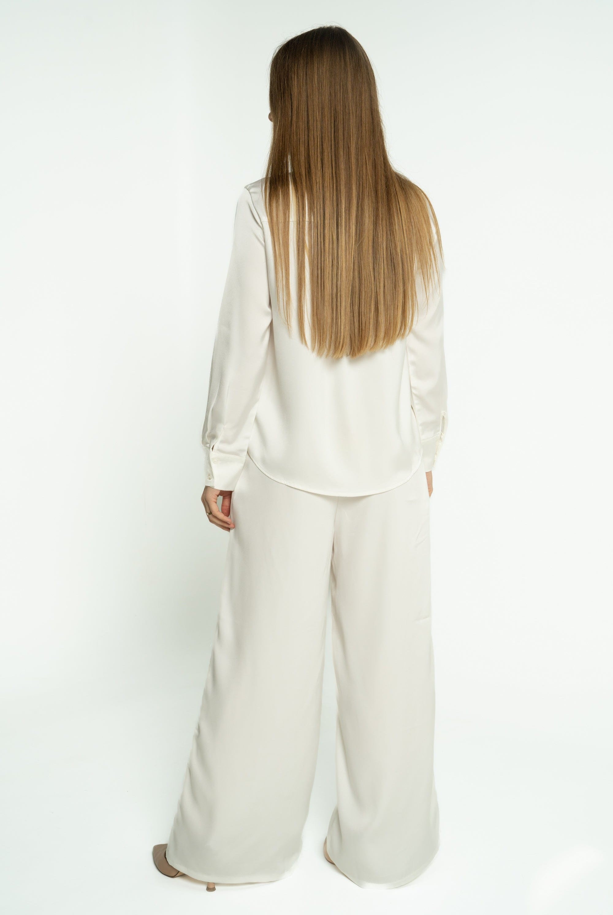 ميكا بنطلون طويل كلاسيك سادة واسع نسائي