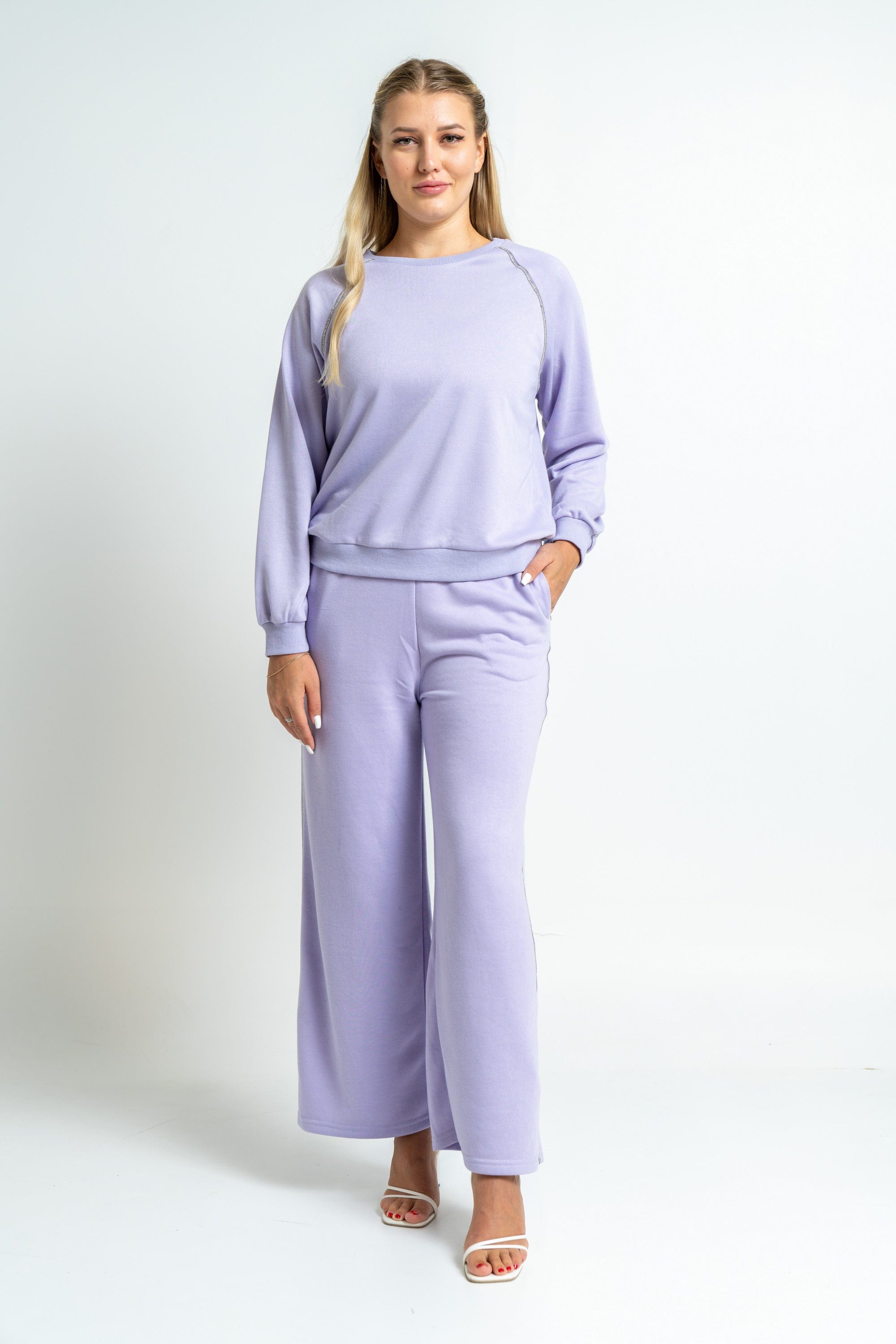 ميكا سروال طويل سادة بخط جانبي