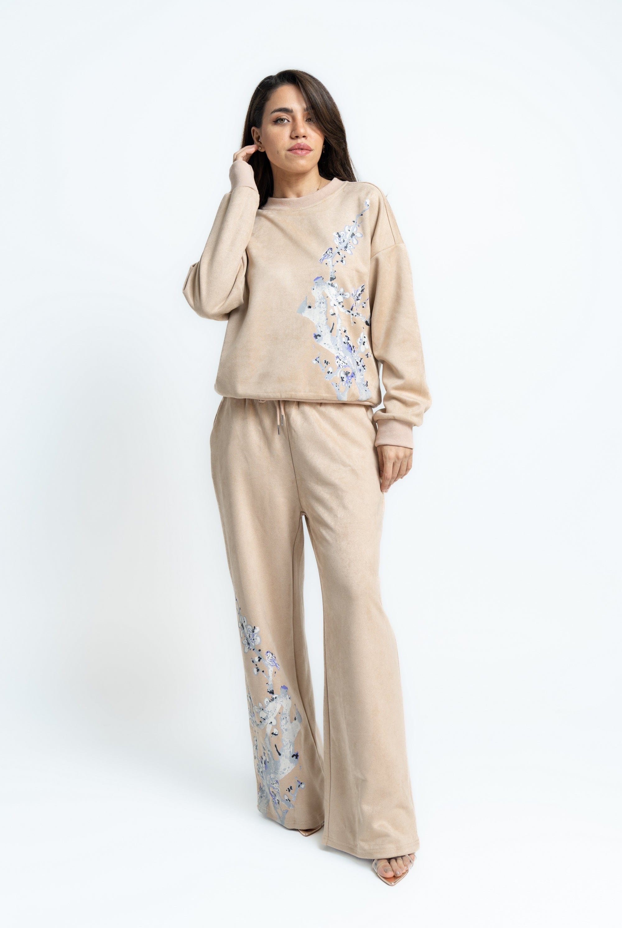 ميكا بنطلون بطباعة وبرباط على الخصر