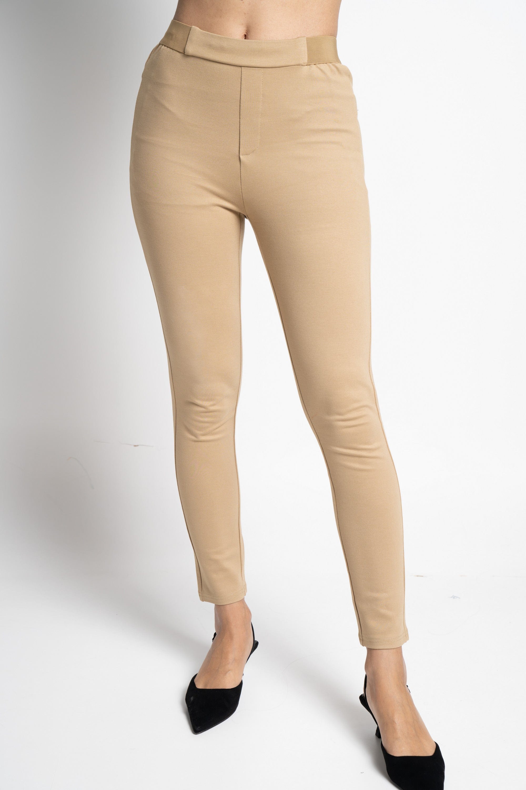 ميكا بنطلون ليقنز طويل سادة بمطاط على الخصر