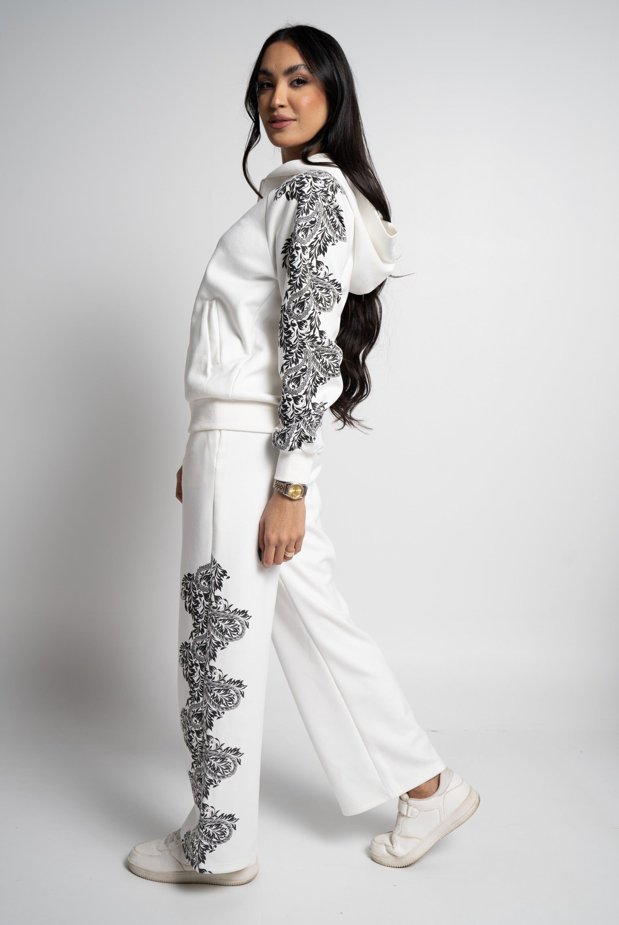 ميكا بنطلون منقوش رسمة ورد