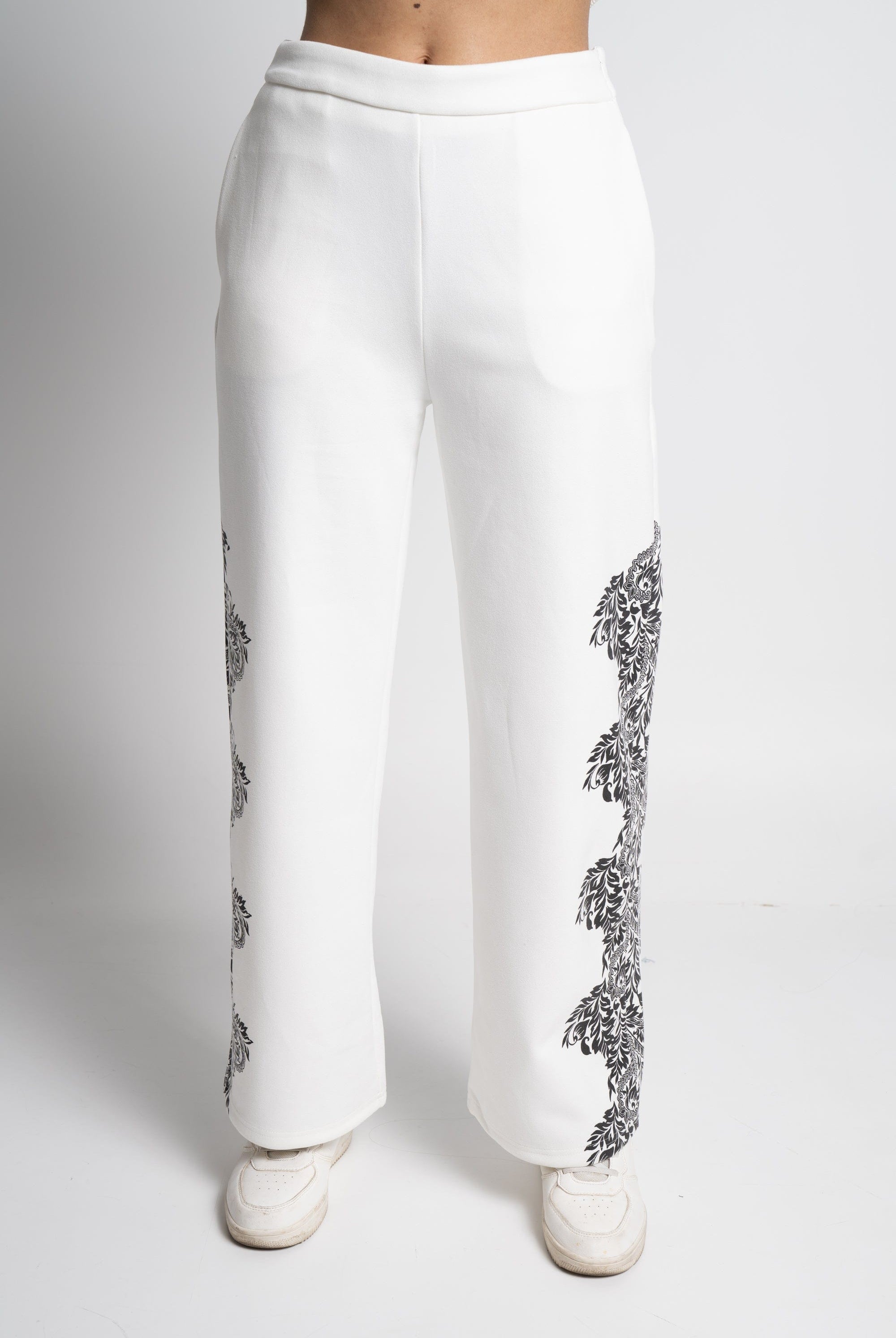 ميكا بنطلون منقوش رسمة ورد