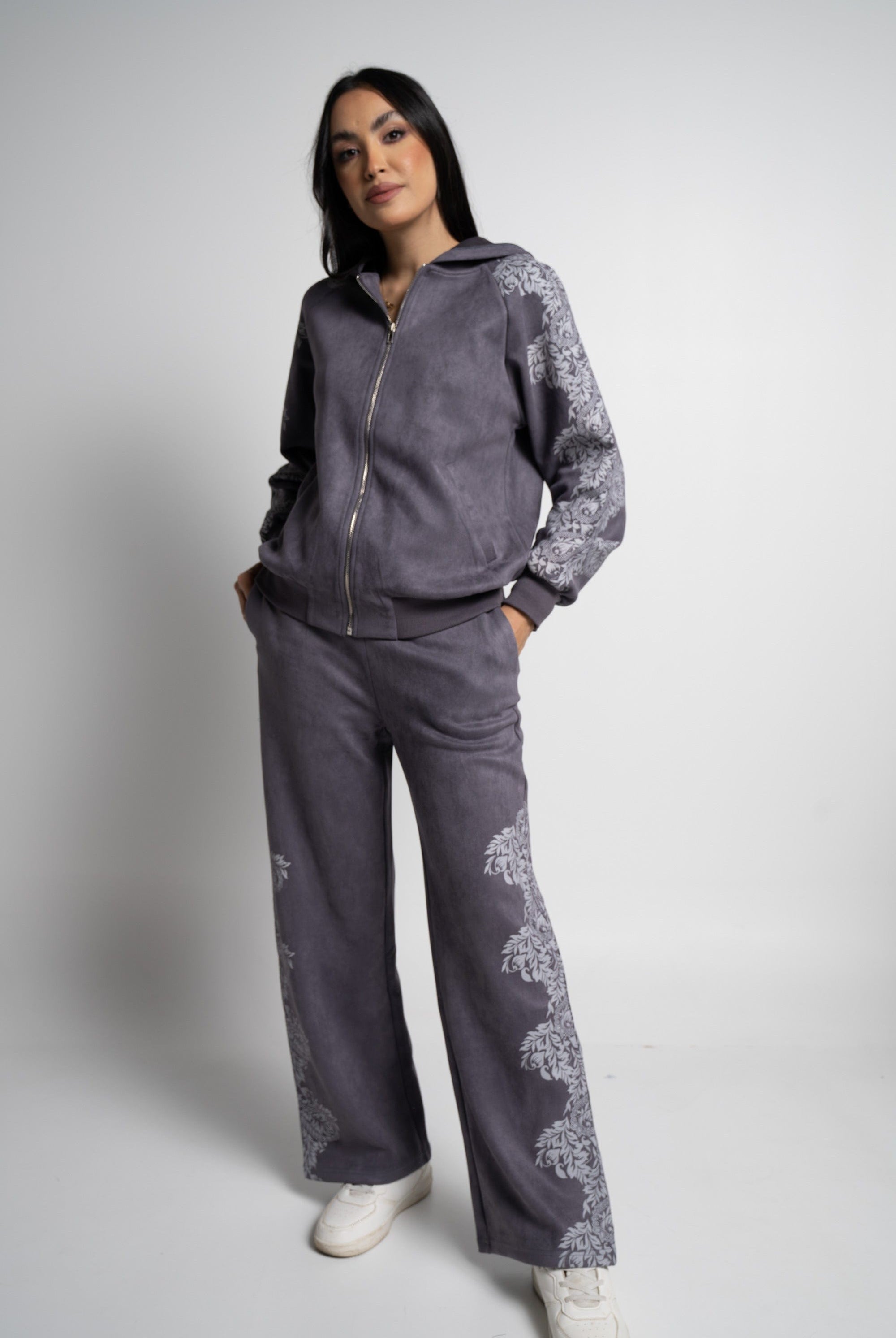 ميكا بنطلون منقوش رسمة ورد