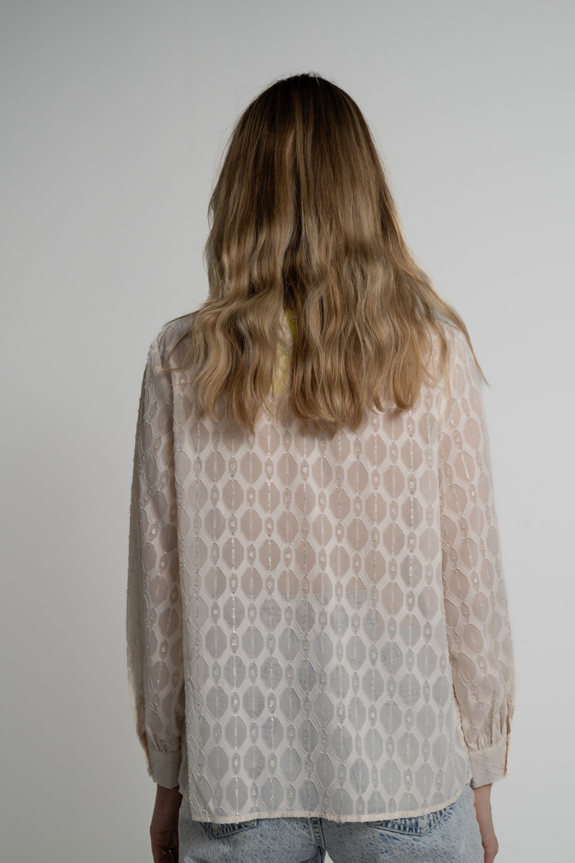 ميكا بلوزة بأكمام طويلة نسائية شفافة برقبة مرتفعة