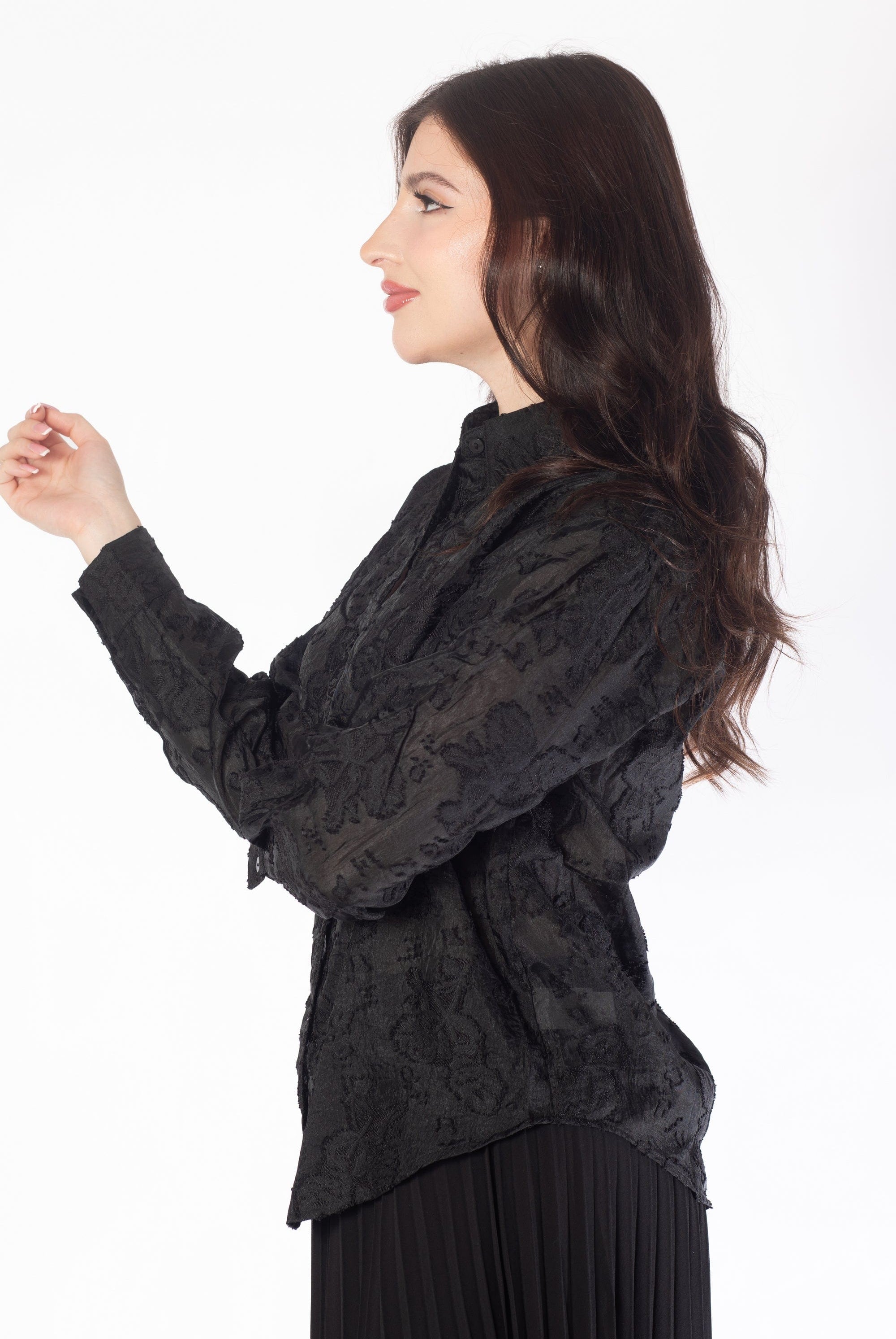 ميكا قميص بأكمام طويلة شفاف مورد نسائي