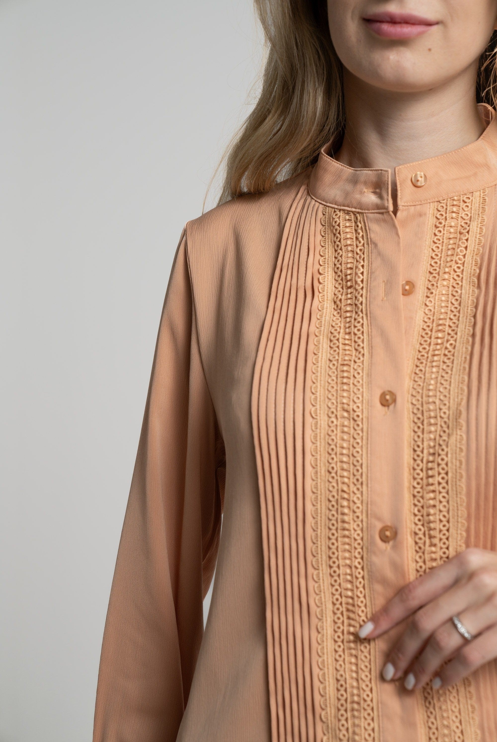 ميكا بلوزة بأكمام طويلة نسائية رسمية