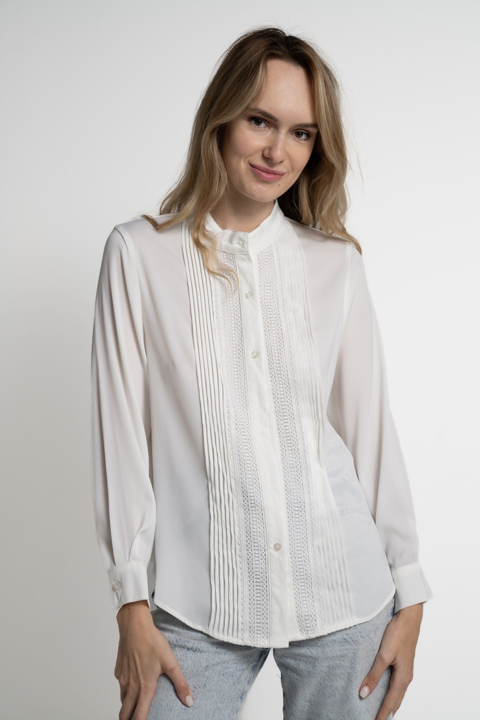 ميكا بلوزة بأكمام طويلة نسائية رسمية