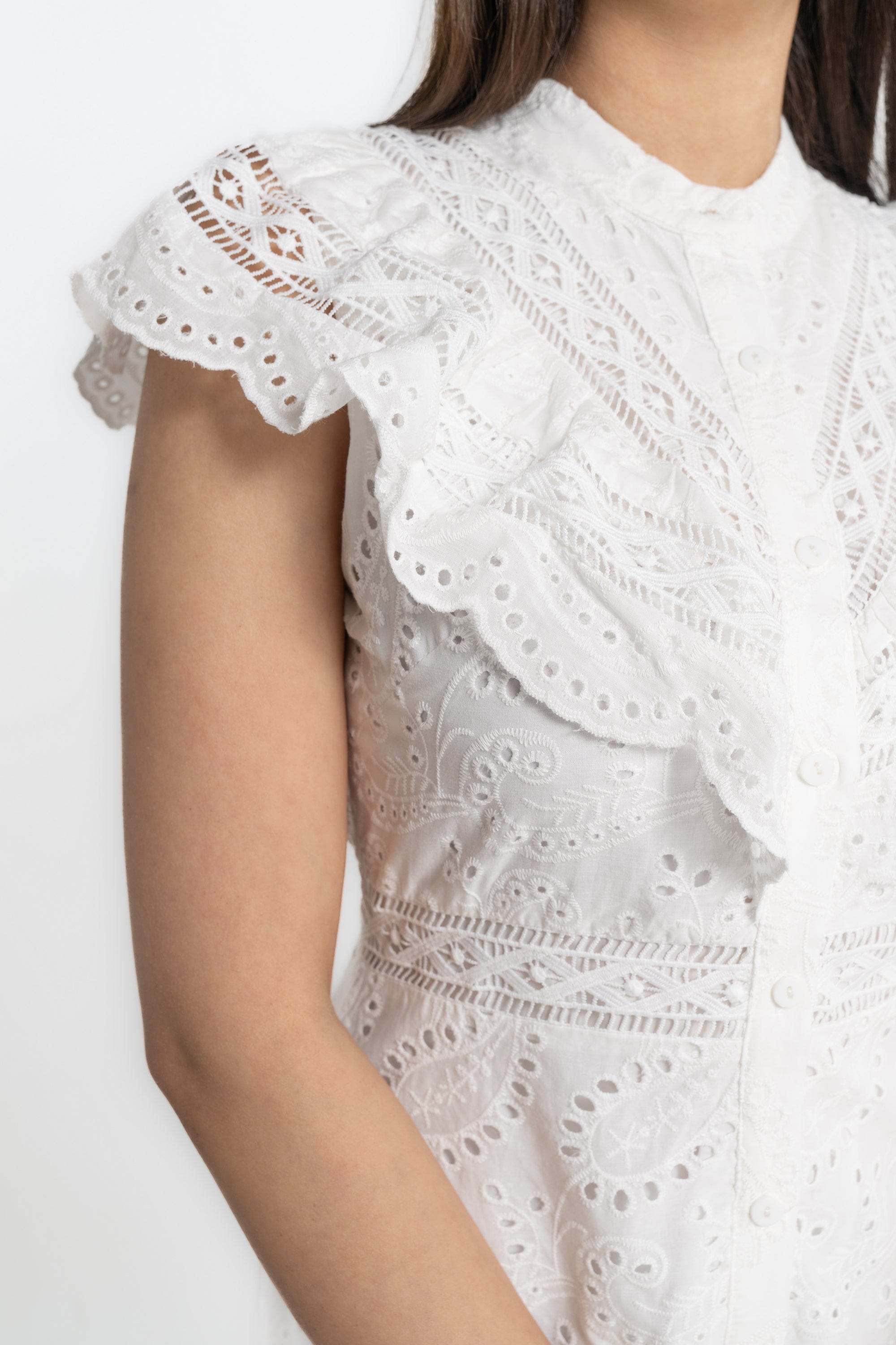 ميكا فستان ميدي بكرانيش على الصدر بأكمام قصيرة