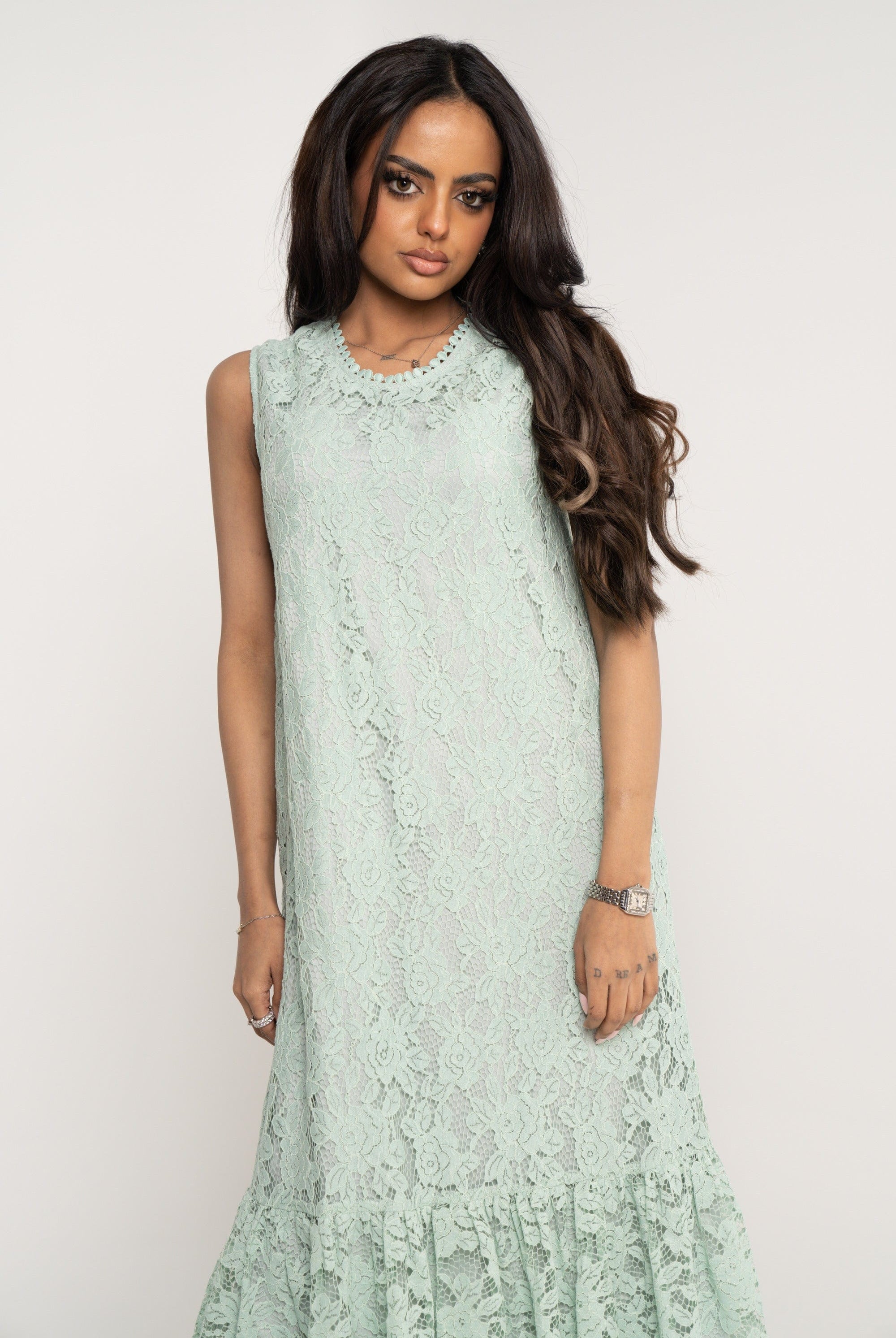 ميكا فستان ميدي مشجر كت كلوش من أسفل نسائي