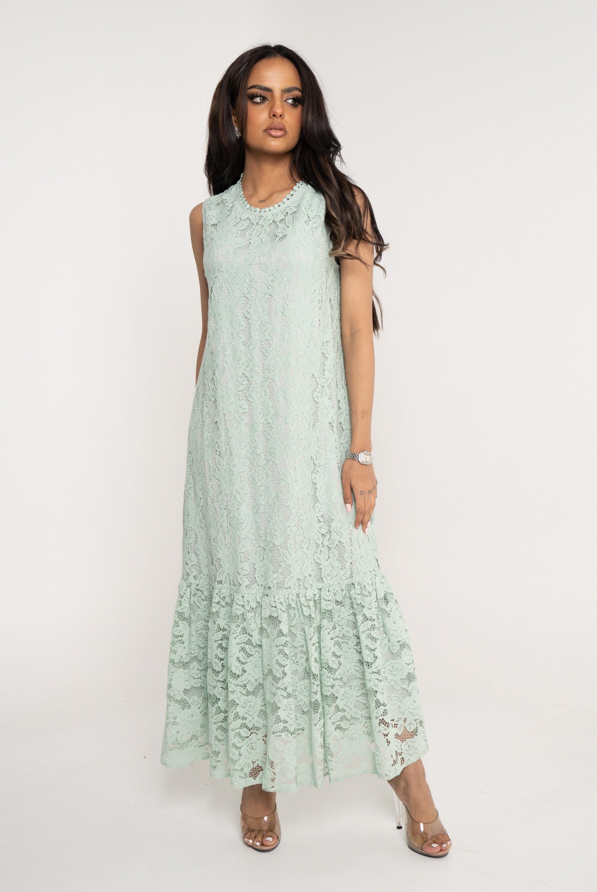 ميكا فستان ميدي مشجر كت كلوش من أسفل نسائي