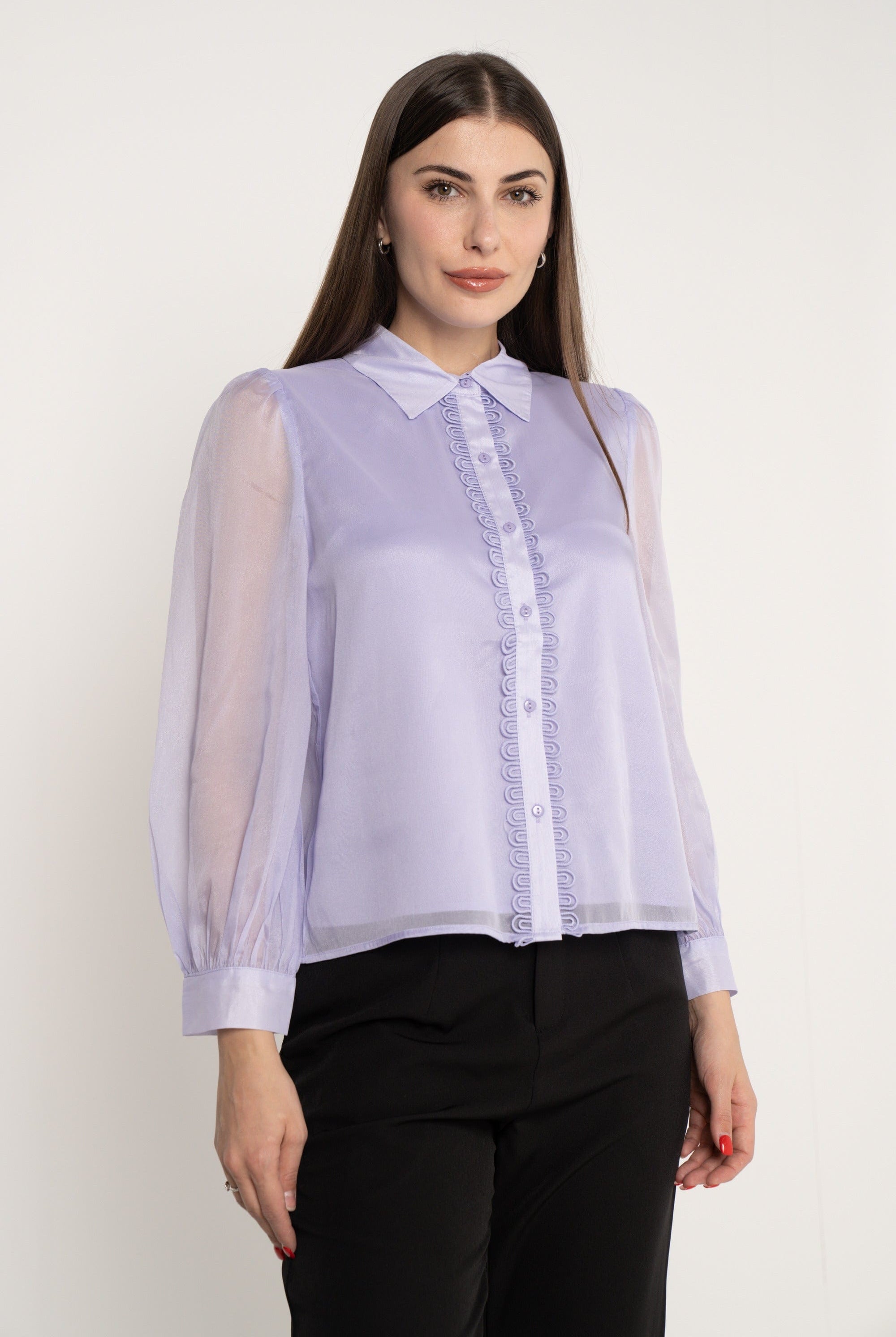 ميكا قميص طويل الأكمام نسائي سادة