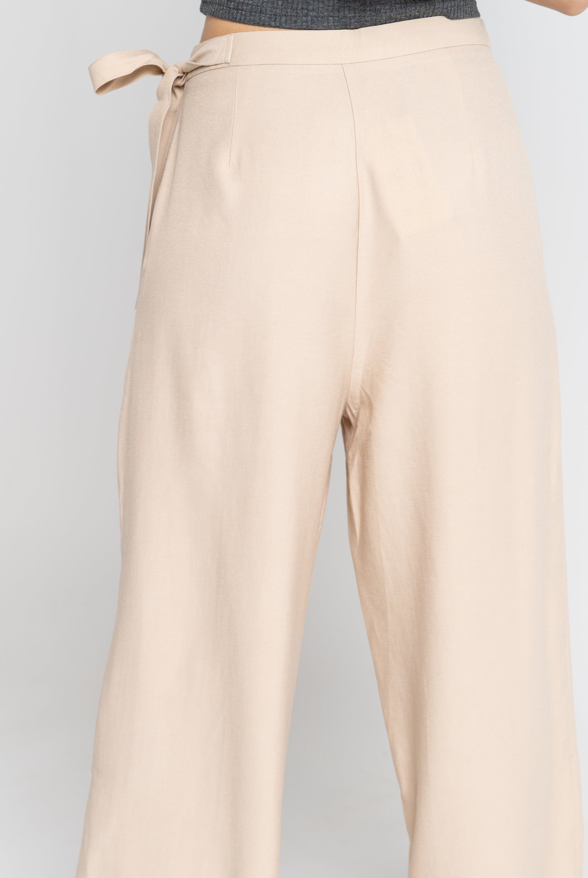 ميكا بنطلون طويل سادة برباط جانبي نسائي