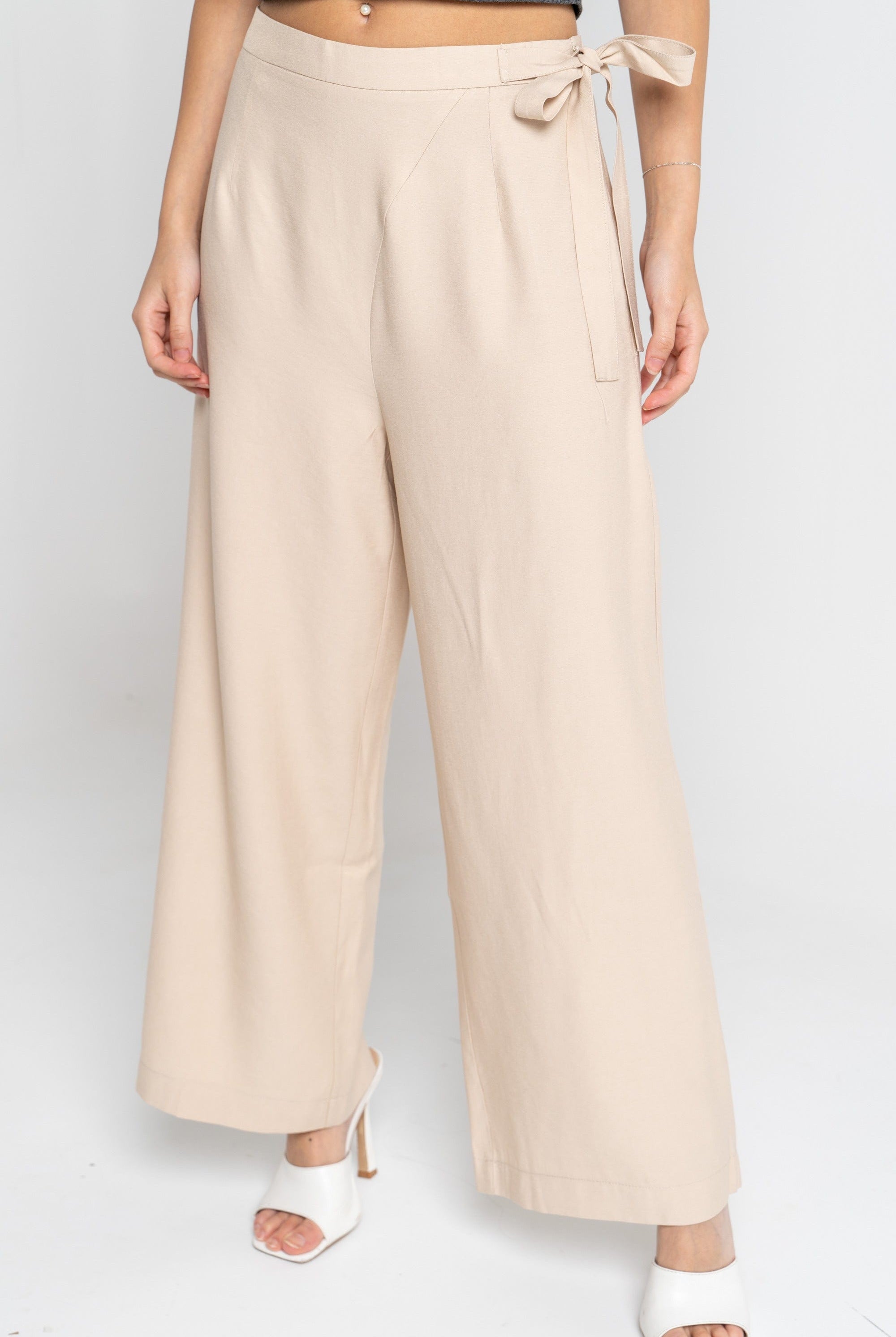 ميكا بنطلون طويل سادة برباط جانبي نسائي