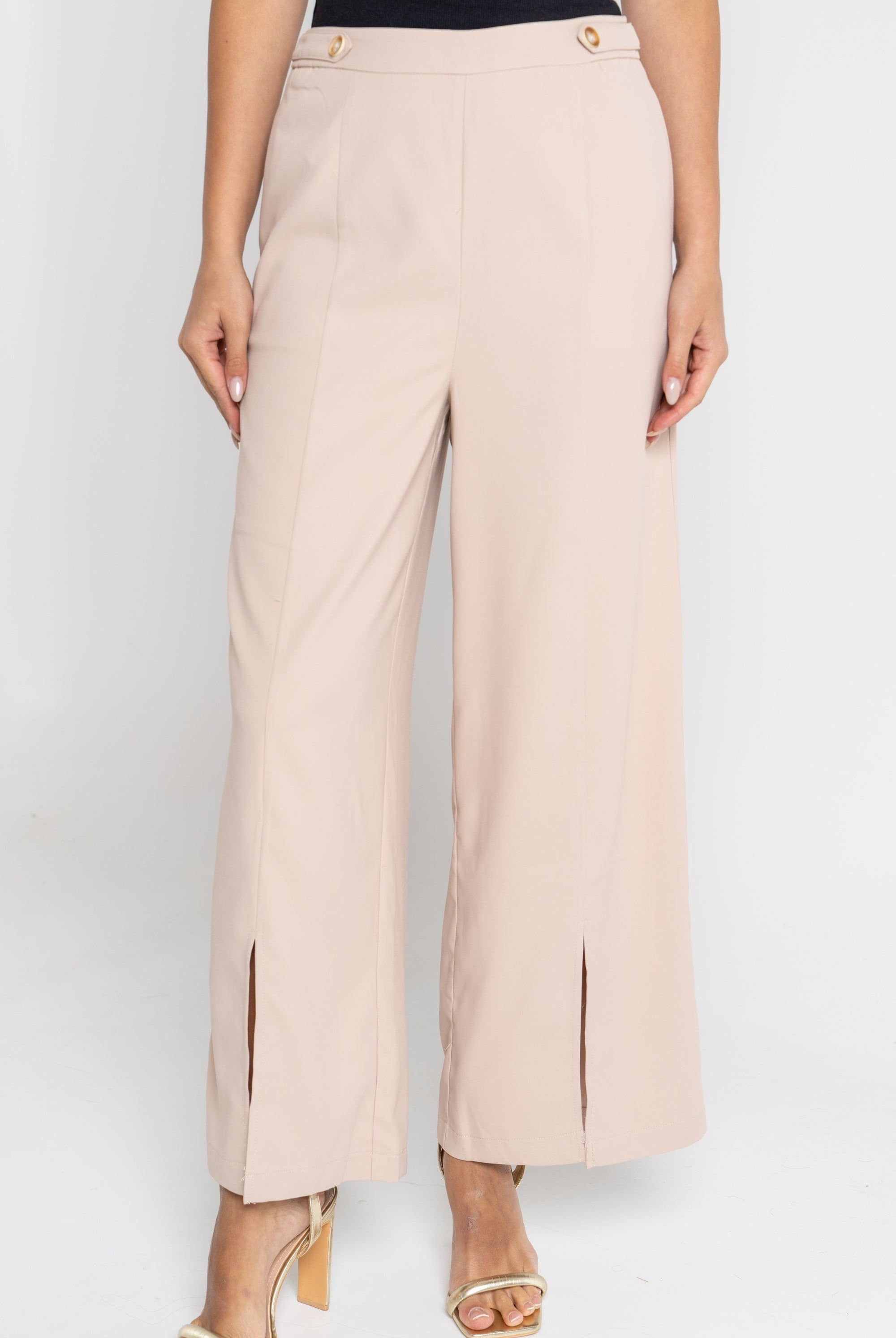 ميكا بنطلون طويل سادة بفتحة أمامية