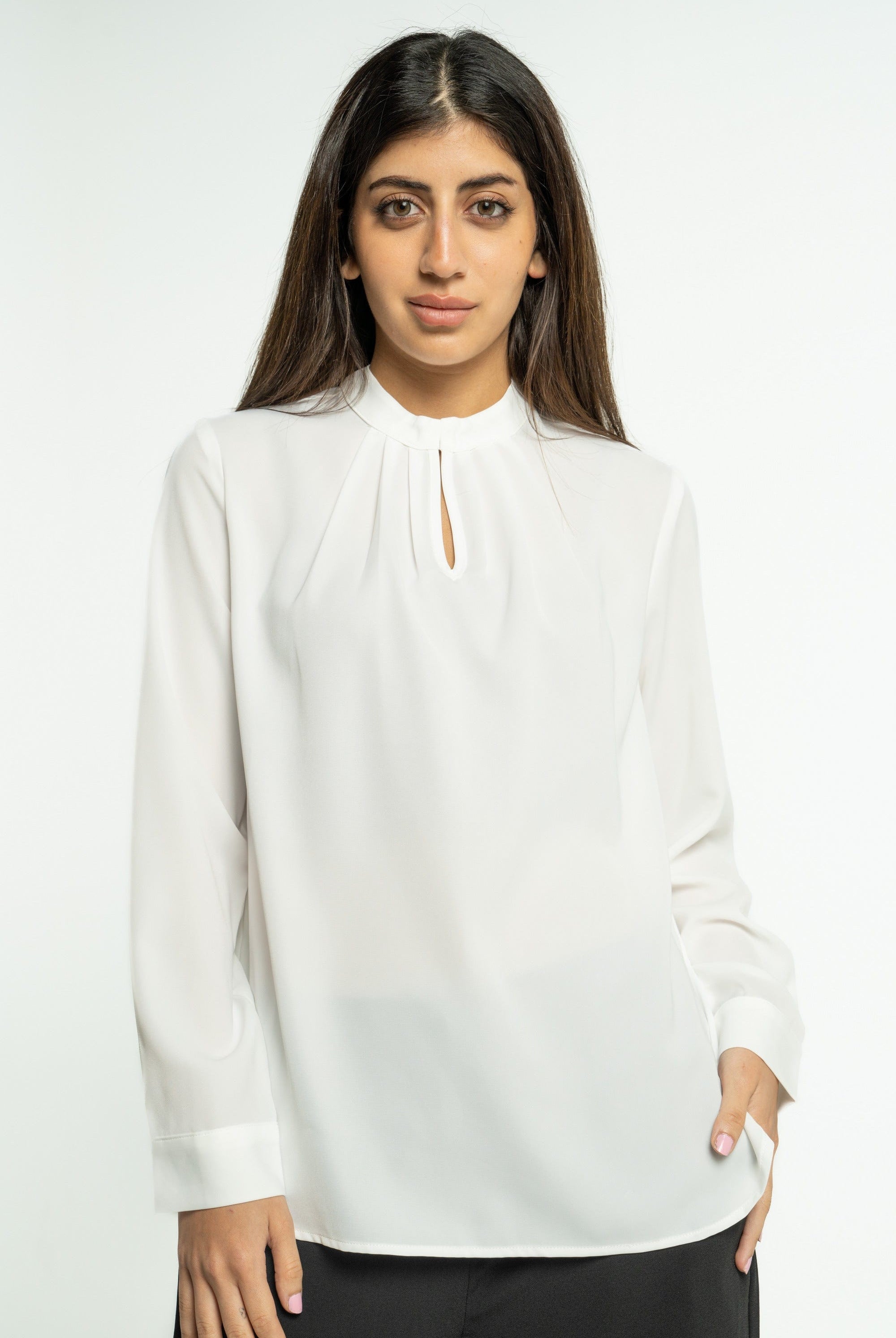 ميكا بلوزة سادة كم طويل واسعة